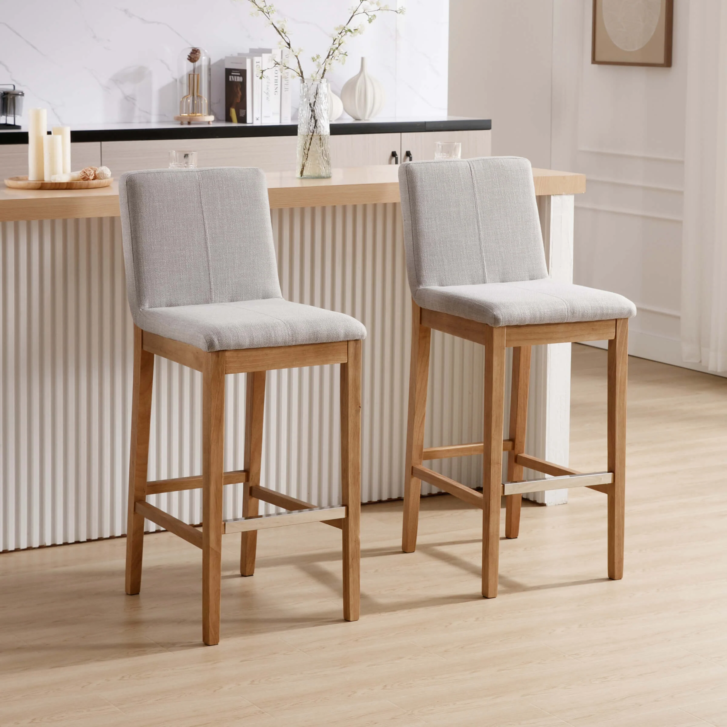 26"H & 30"H Modern Wood Stools Set of 2 - 5730 - Image 50