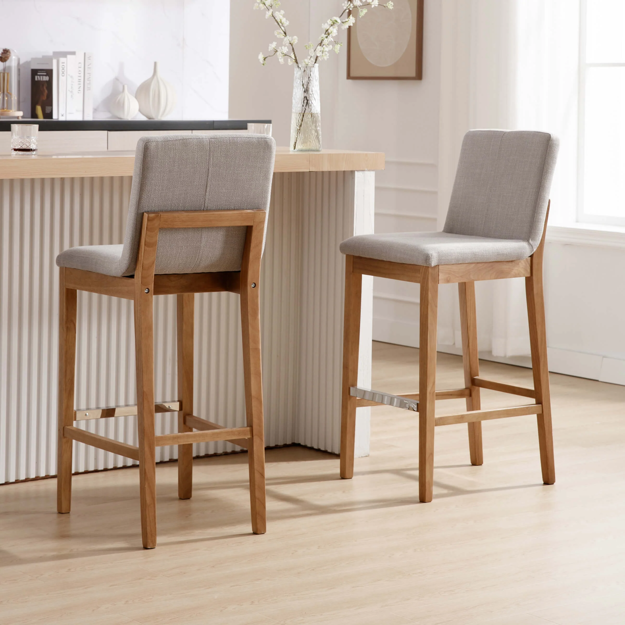 26"H & 30"H Modern Wood Stools Set of 2 - 5730 - Image 51