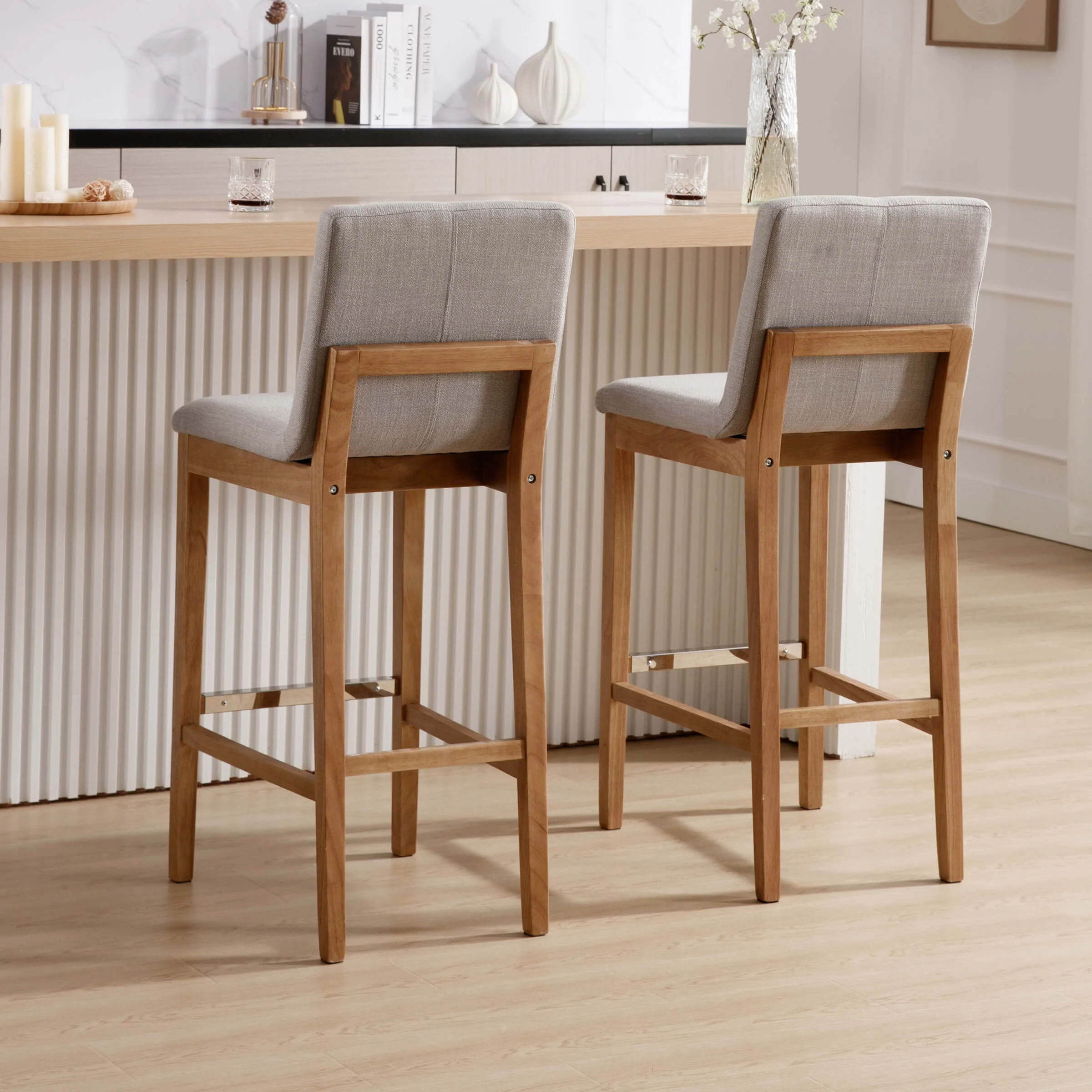 26"H & 30"H Modern Wood Stools Set of 2 - 5730 - Image 52