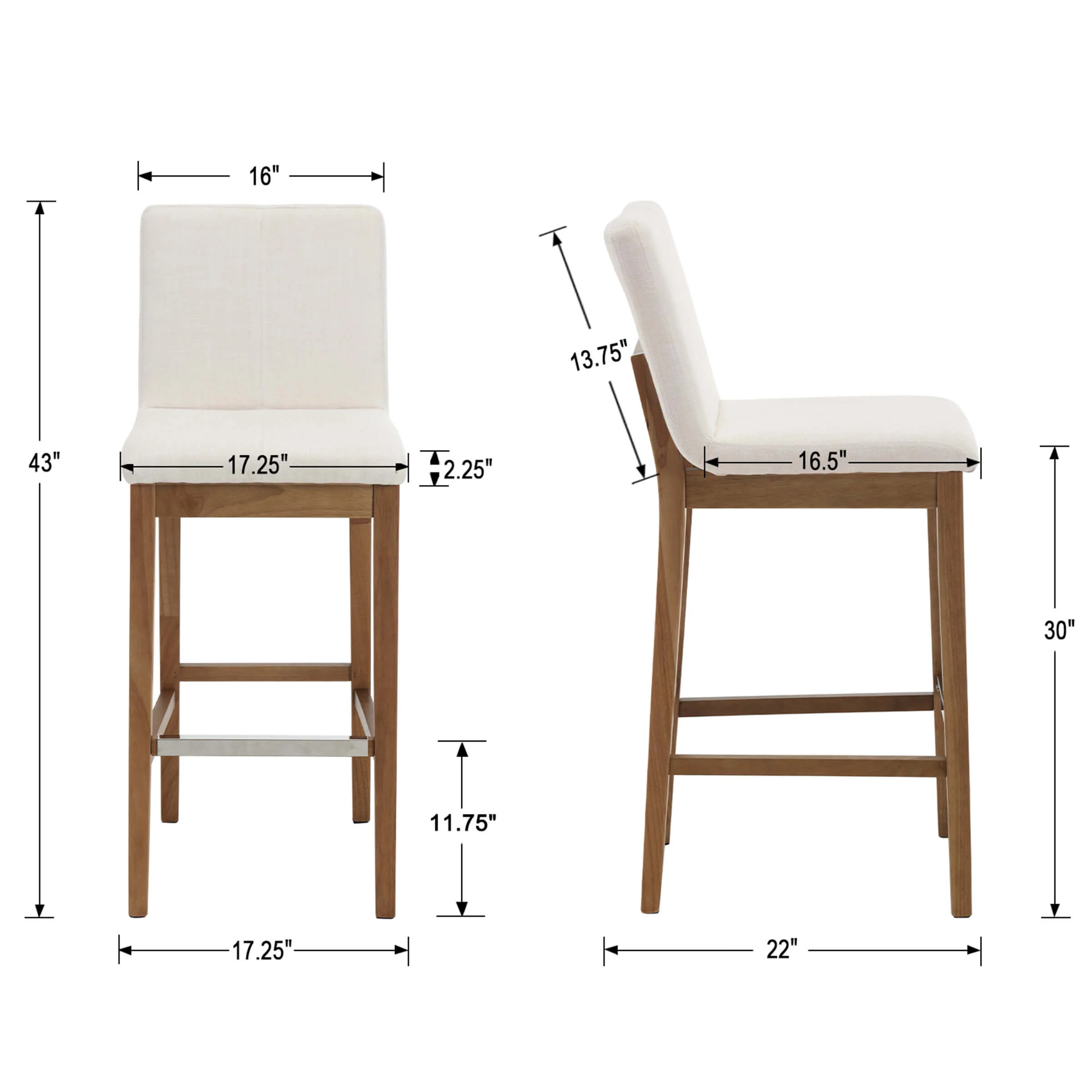 26"H & 30"H Modern Wood Stools Set of 2 - 5730 - Image 59