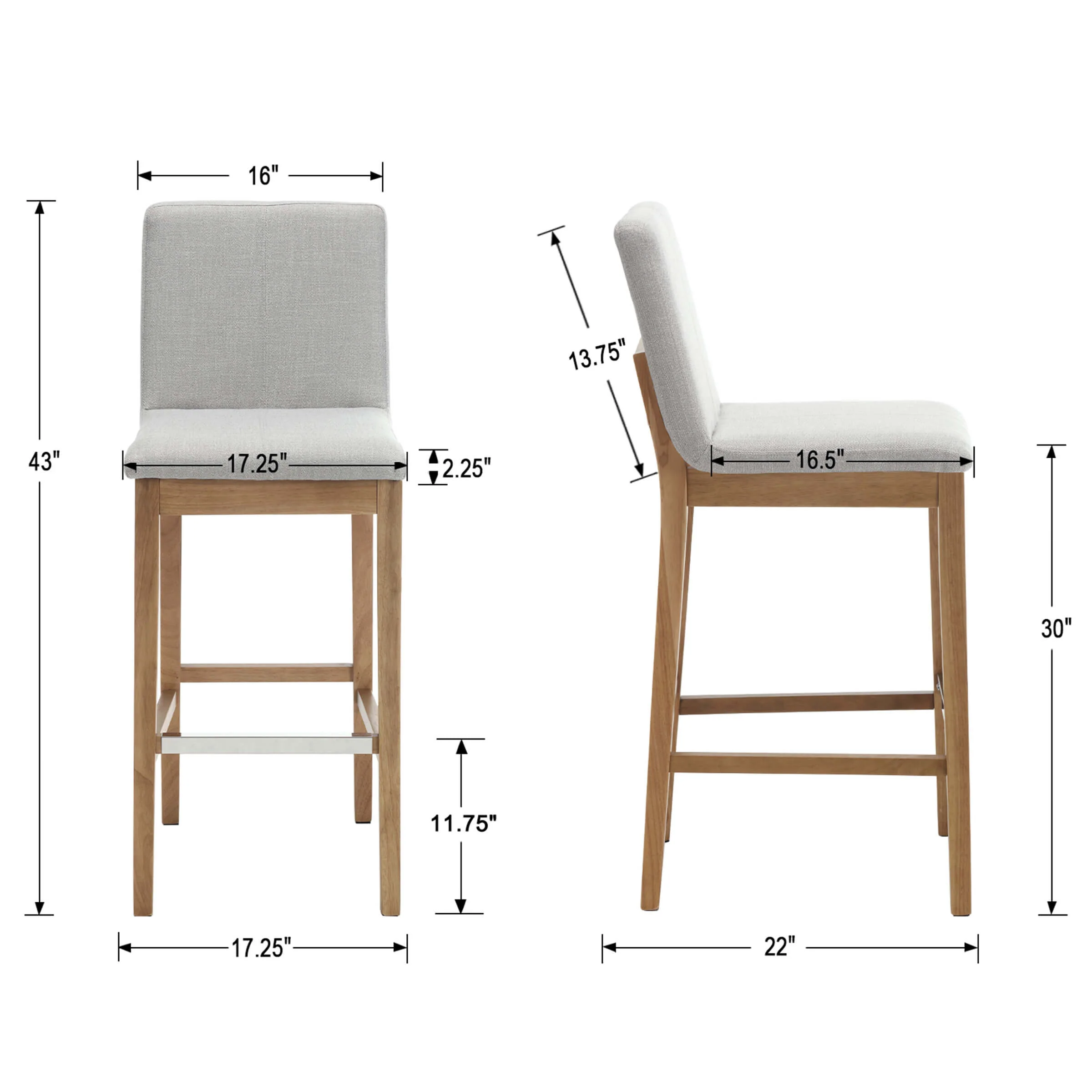 26"H & 30"H Modern Wood Stools Set of 2 - 5730 - Image 60