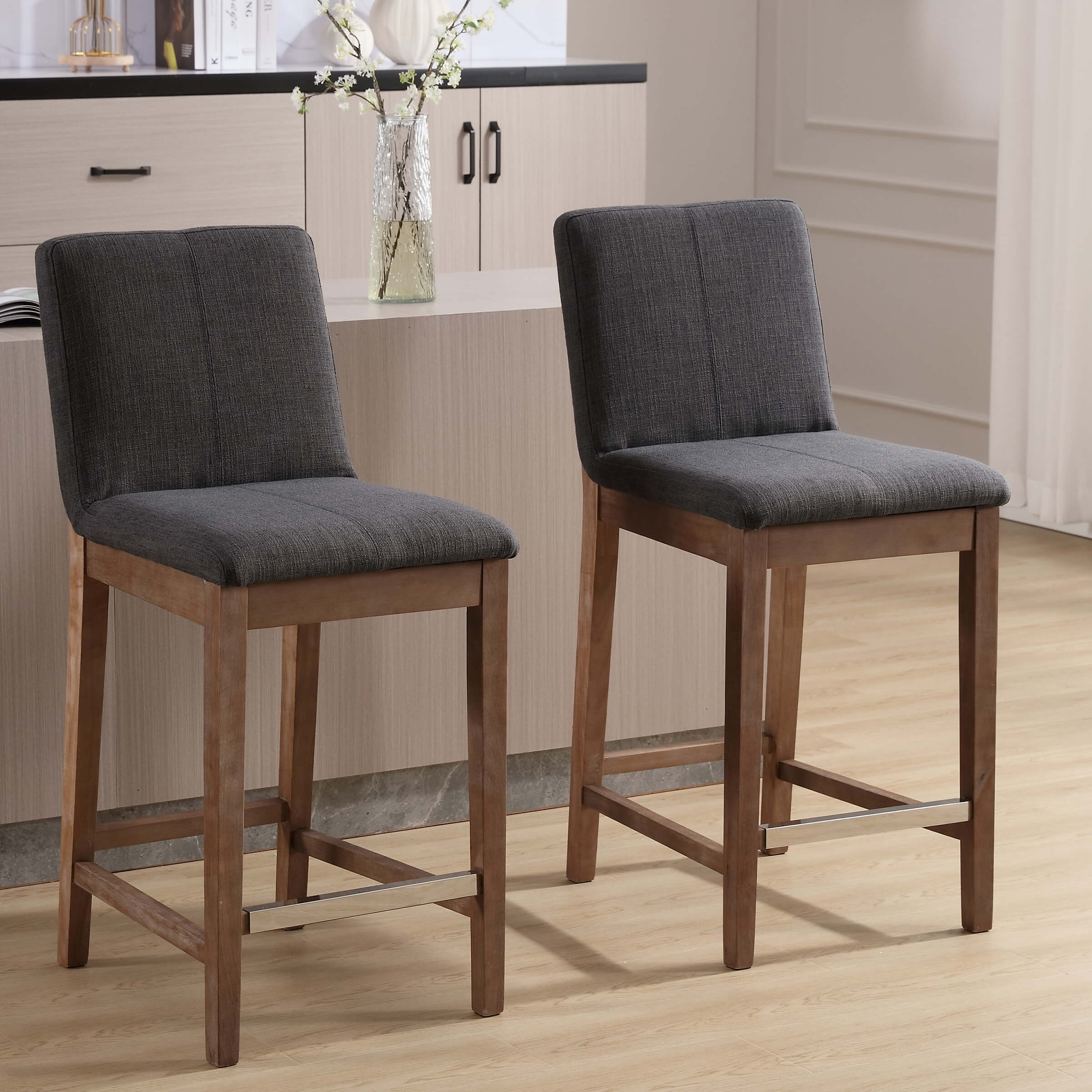 26"H & 30"H Modern Wood Stools Set of 2 - 5730 - Image 8