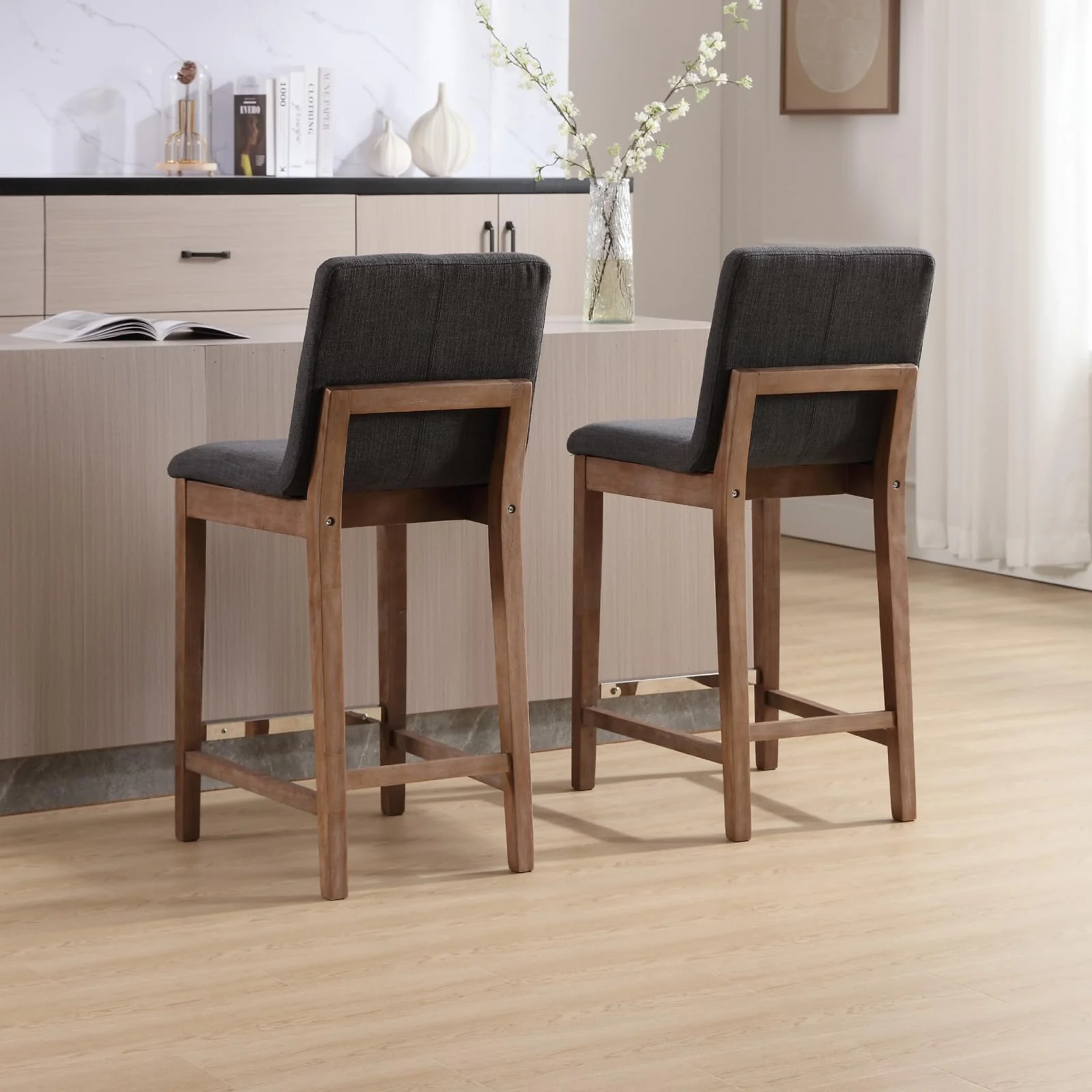 26"H & 30"H Modern Wood Stools Set of 2 - 5730 - Image 9