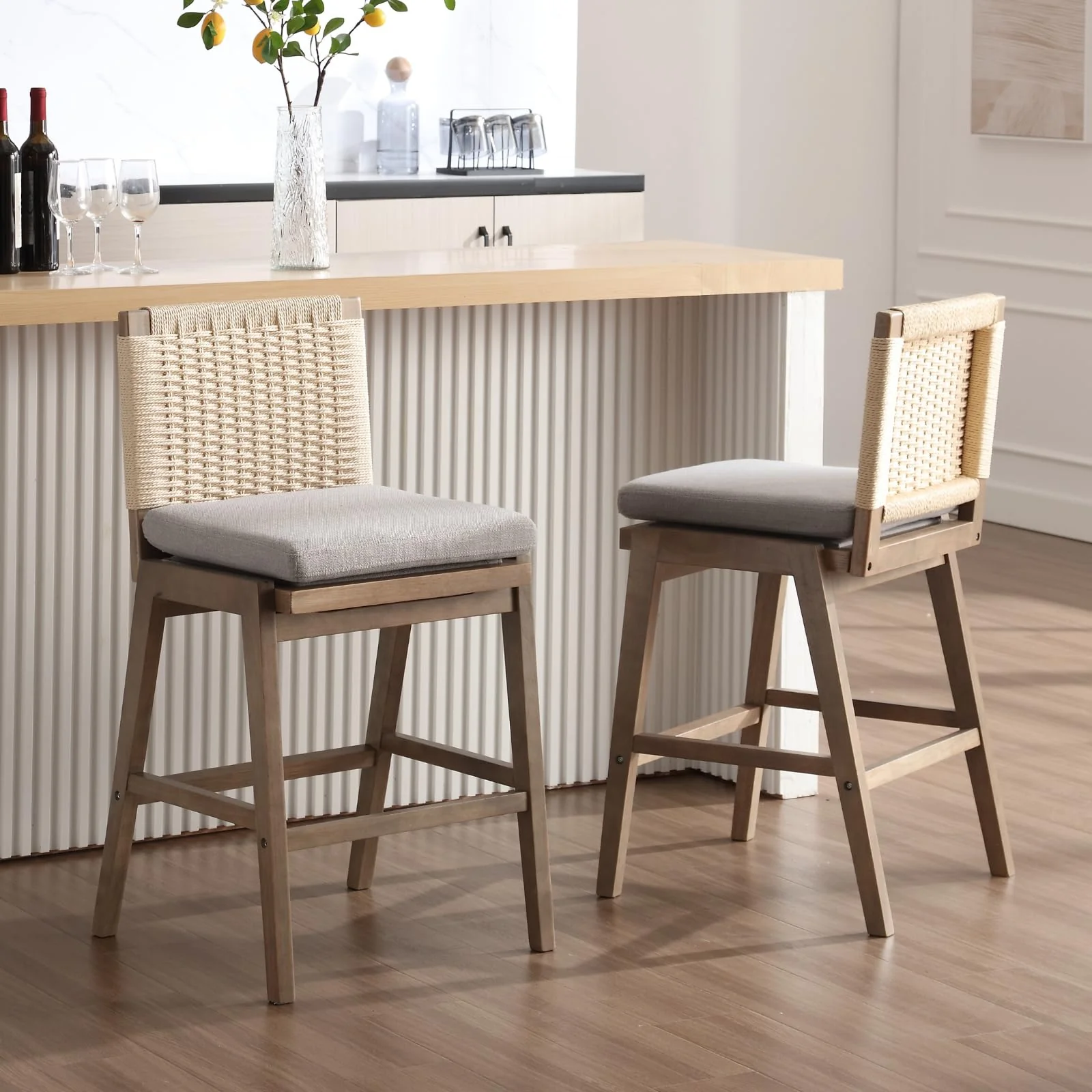 27.25"H Woven Linen Counter Stools Set of 2 - 5743CS - Image 10