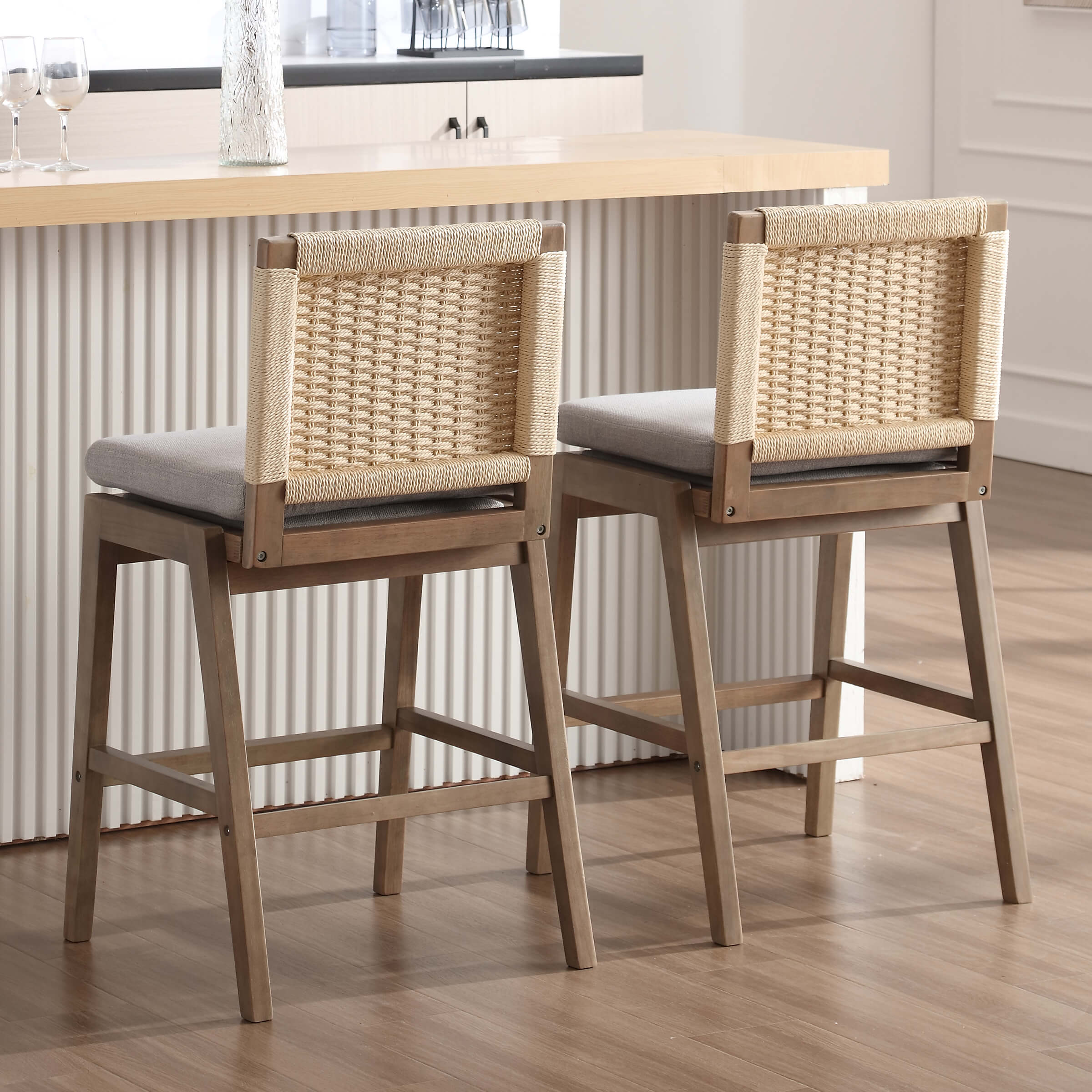 27.25"H Woven Linen Counter Stools Set of 2 - 5743CS - Image 11