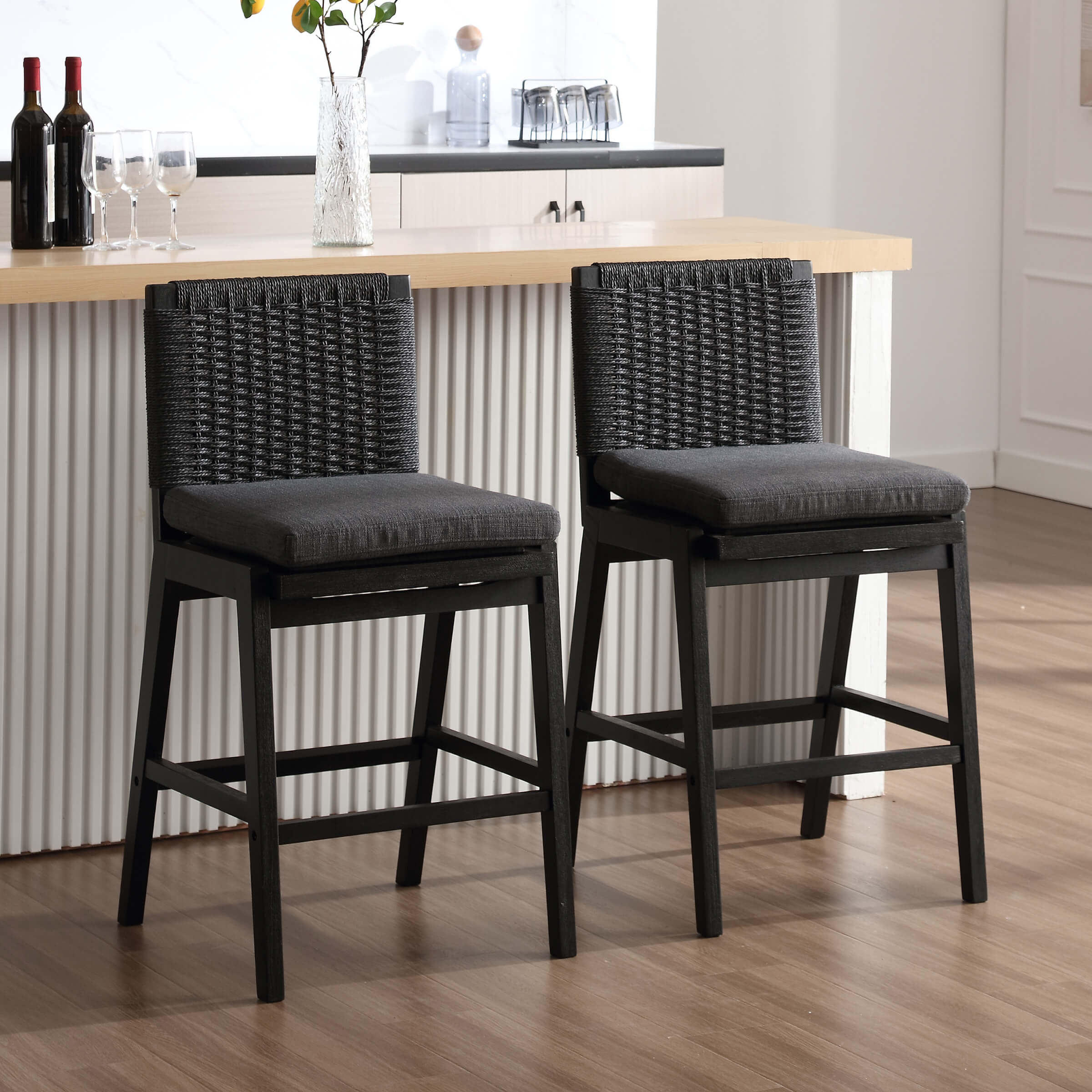 27.25"H Woven Linen Counter Stools Set of 2 - 5743CS - Image 15