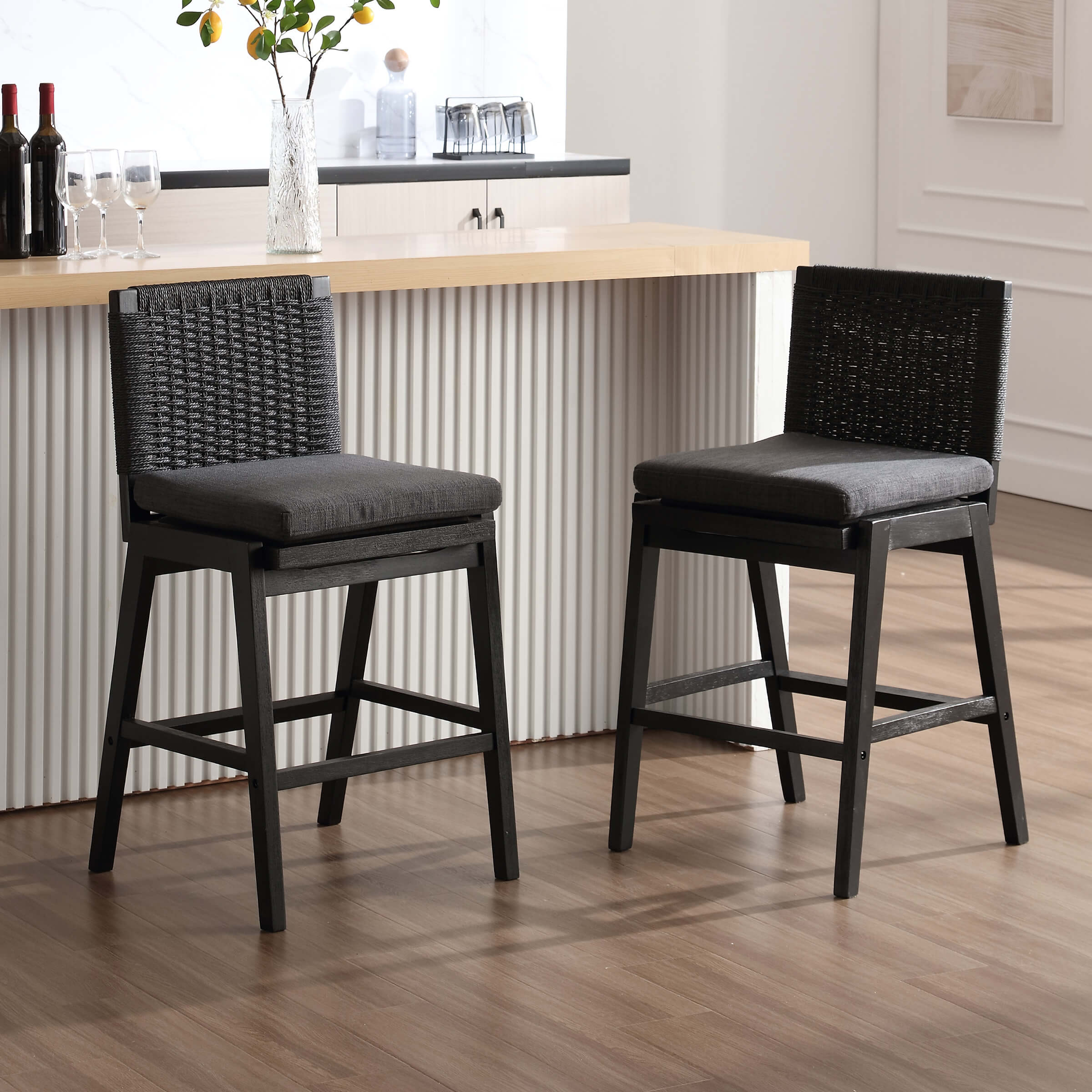 27.25"H Woven Linen Counter Stools Set of 2 - 5743CS - Image 16