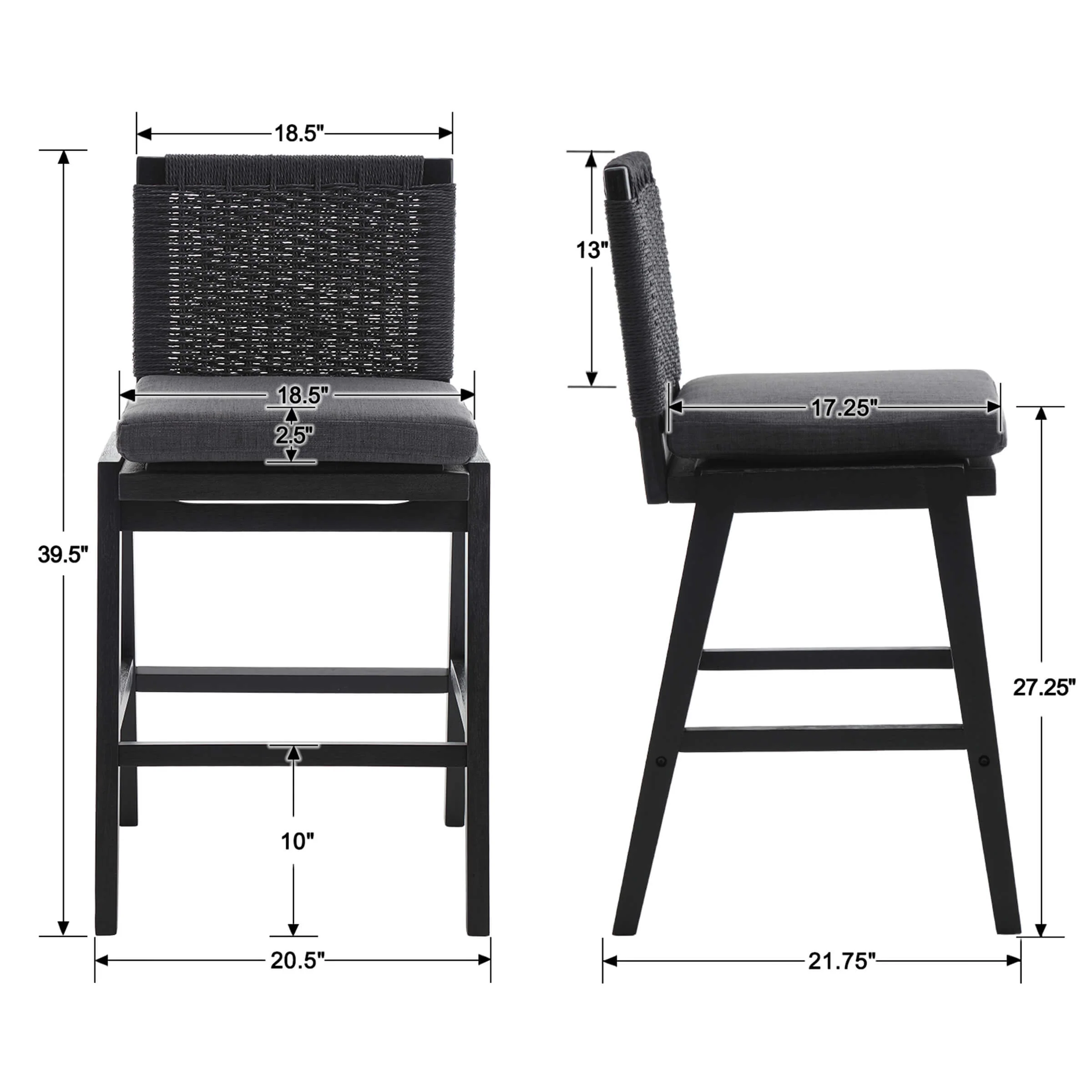27.25"H Woven Linen Counter Stools Set of 2 - 5743CS - Image 22