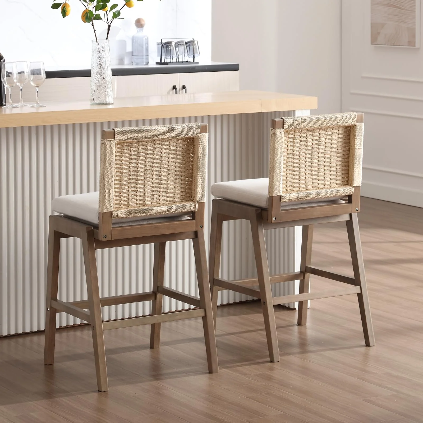 27.25"H Woven Linen Counter Stools Set of 2 - 5743CS - Image 3