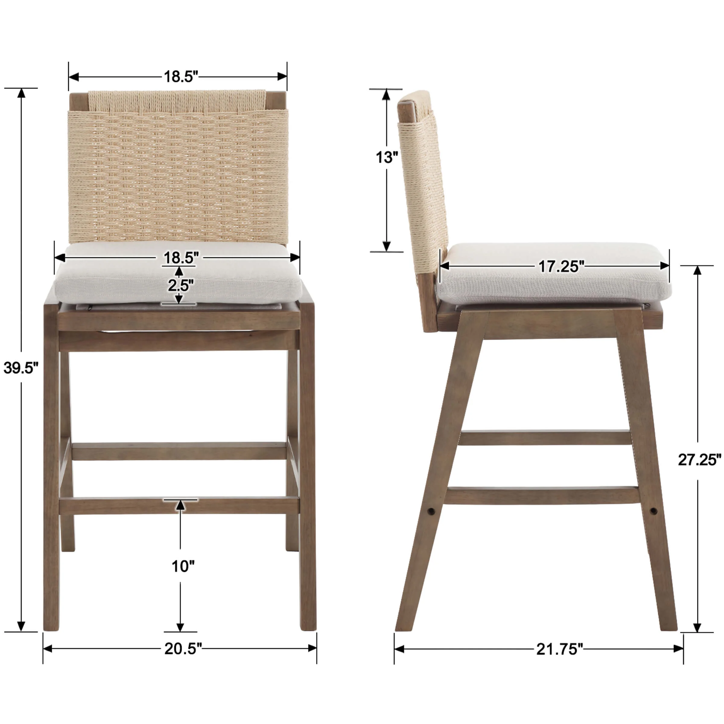 27.25"H Woven Linen Counter Stools Set of 2 - 5743CS - Image 8