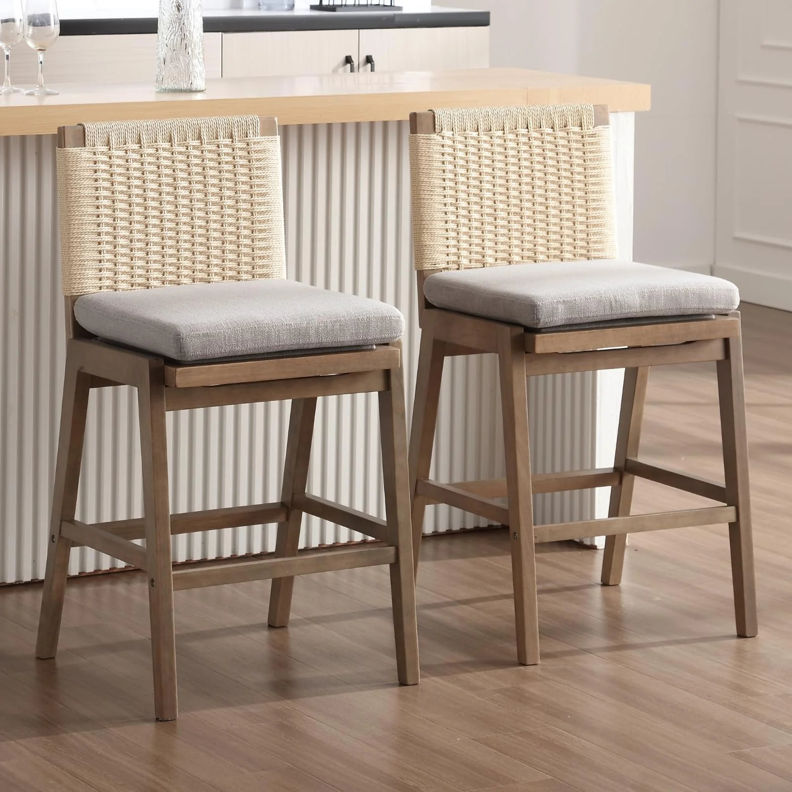 27.25"H Woven Linen Counter Stools Set of 2 - 5743CS - Image 9