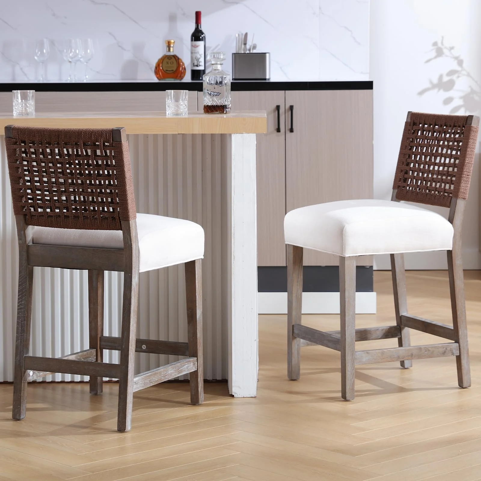 27"H Farmhouse Woven Backrest Counter Stools Set of 2 - 2227CS - Image 10
