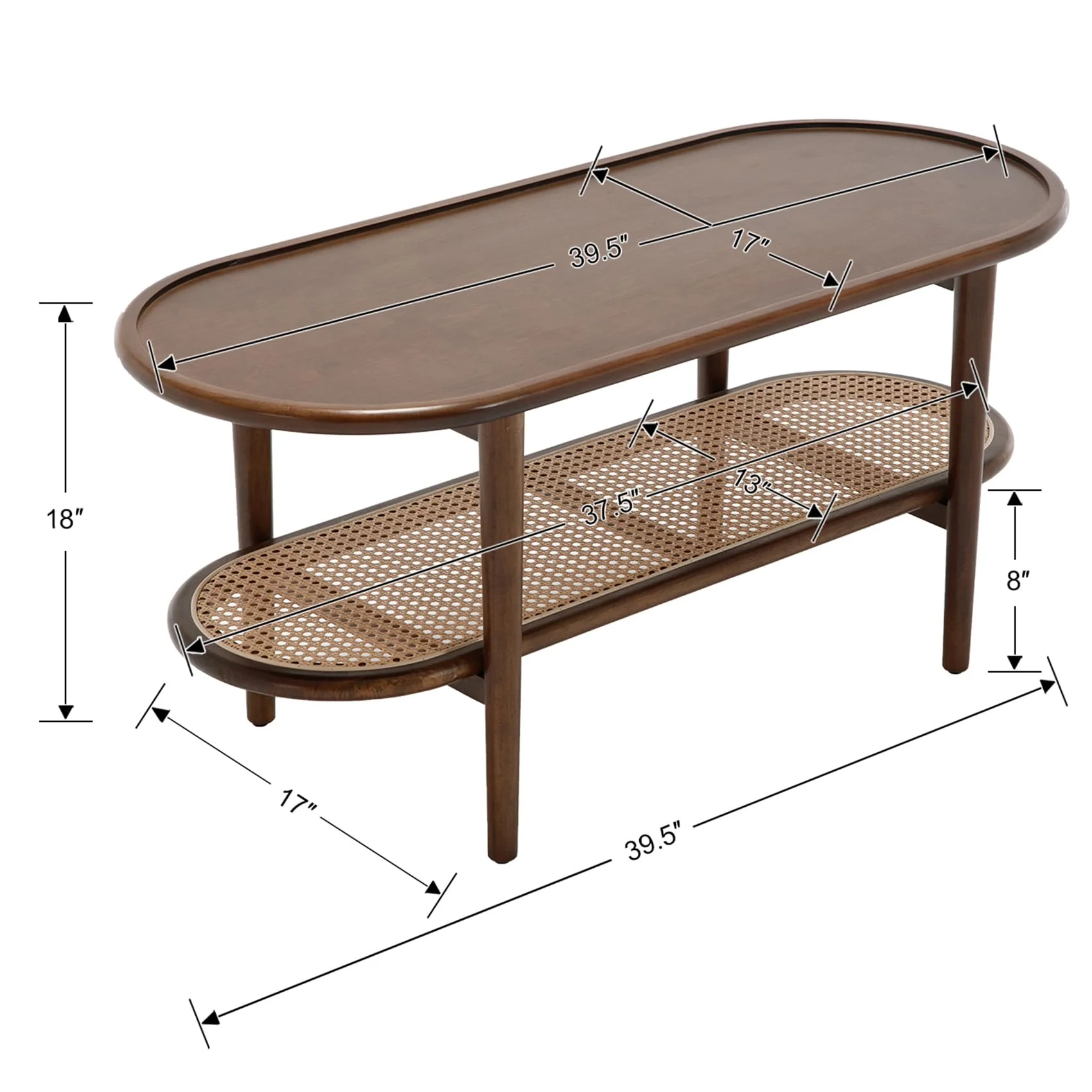 39.5"W Oval Center Rattan Wood Coffee Table - XX11CT - Image 9