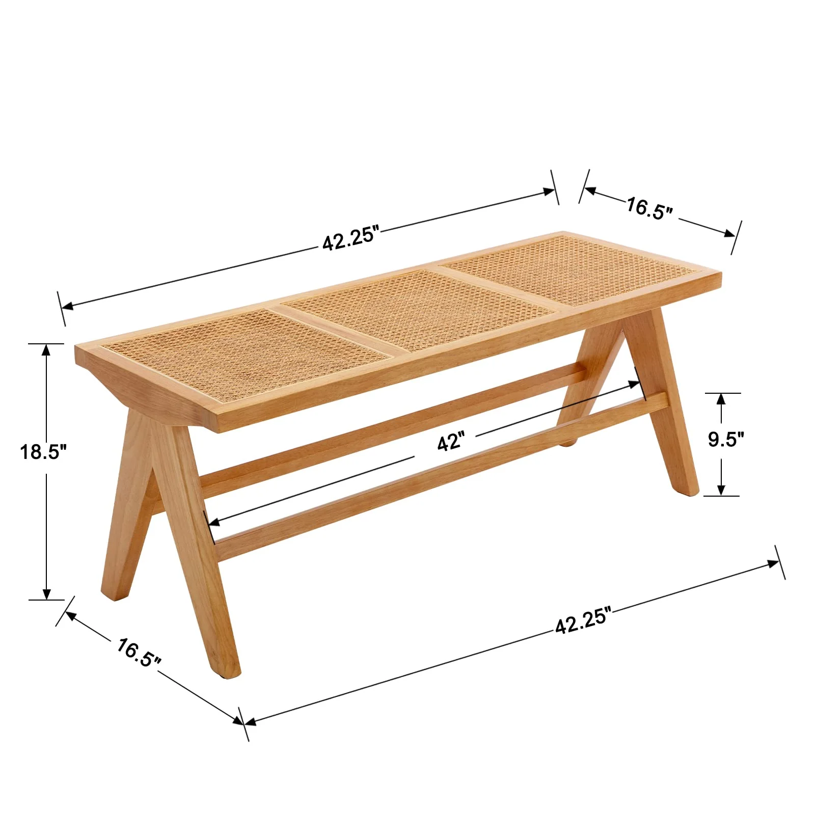42"L Wicker & Rattan Solid Color Accent Bench - 2545BH - Image 9