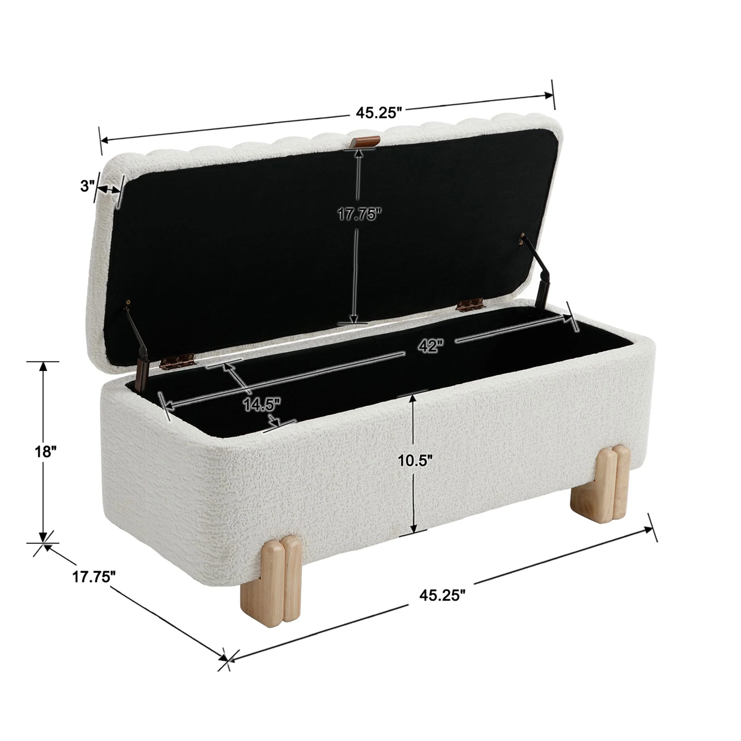 45" Rectangle Storage Bench Entryway Bench - 2632BH - Image 10
