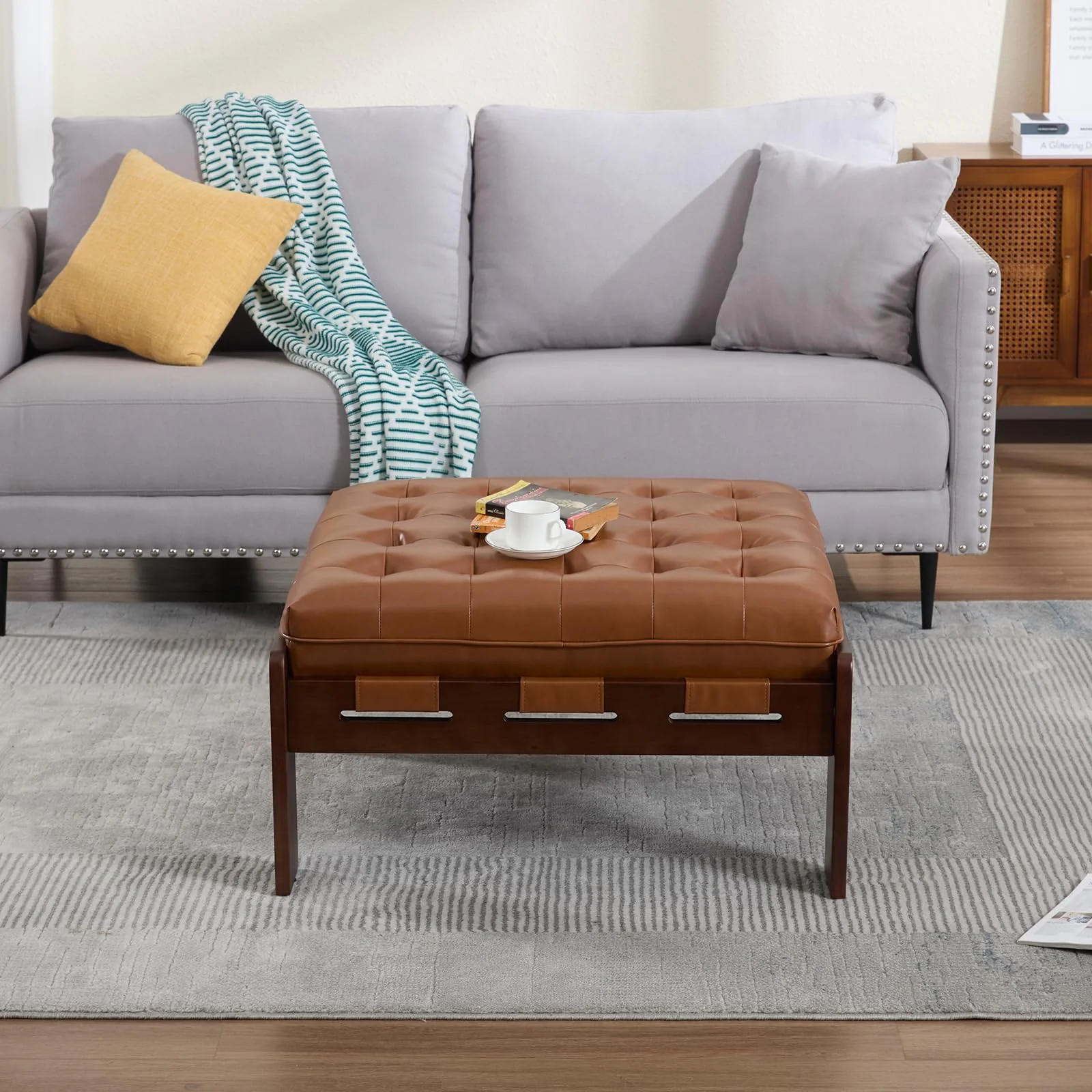 Leather Ottoman Coffee Table - 63051 & 6305CT - Image 16