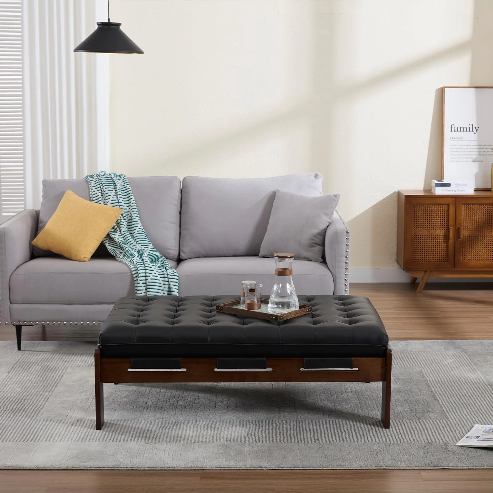 Leather Ottoman Coffee Table - 63051 & 6305CT - Image 9