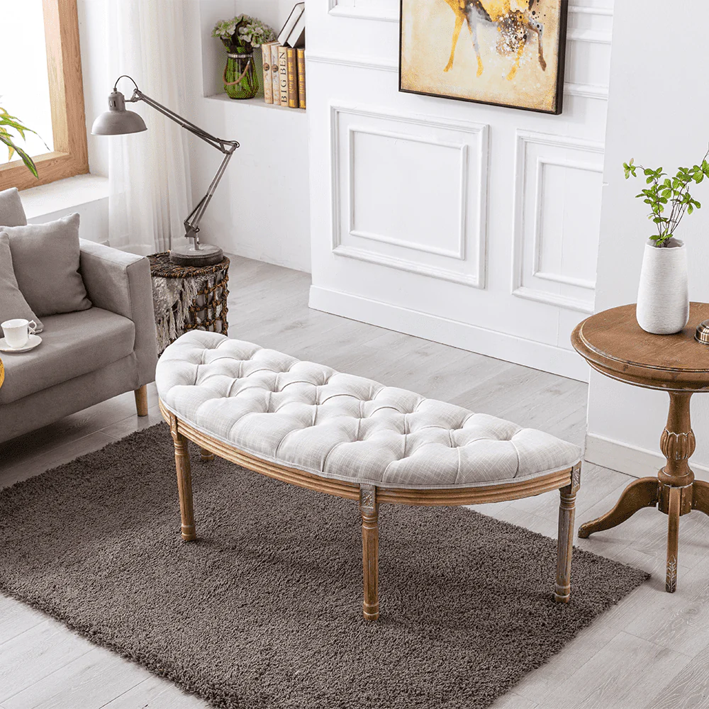 55" Mid Century Tufted Fabric Bench - 2162BH - Image 2