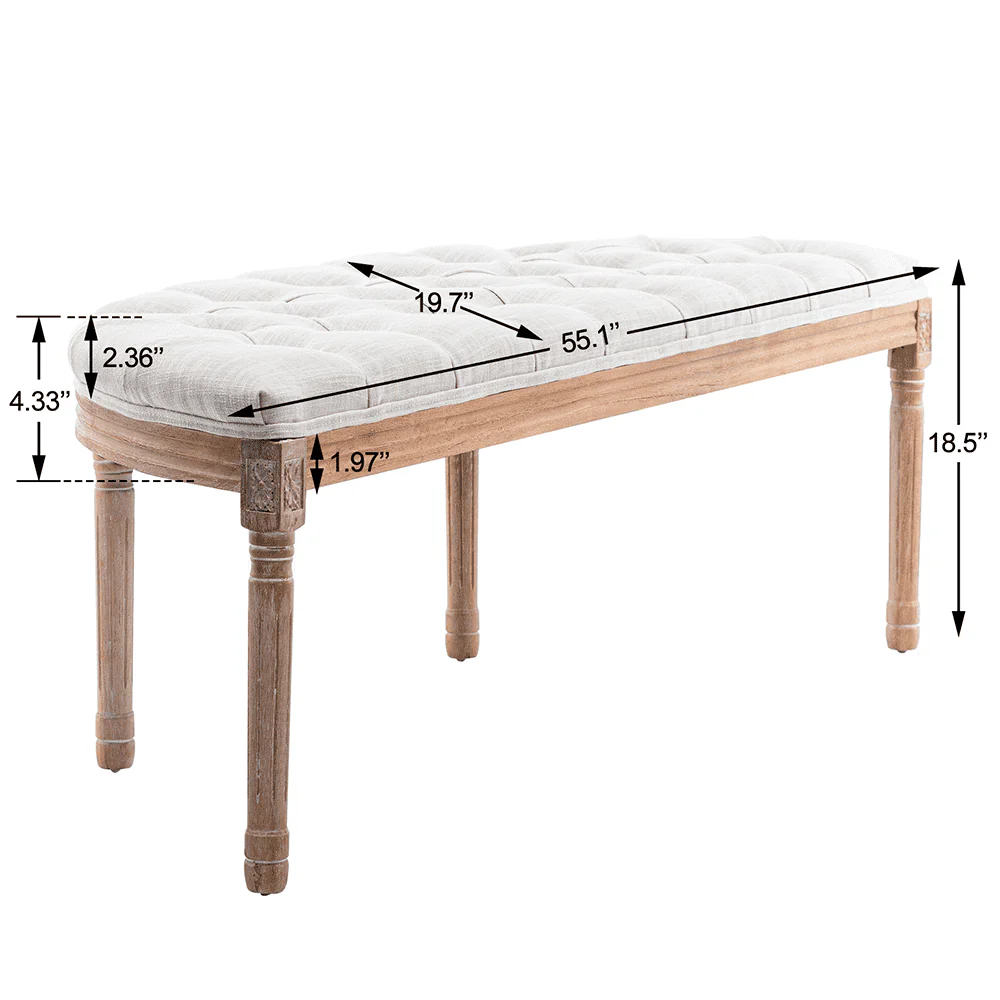 55" Mid Century Tufted Fabric Bench - 2162BH - Image 8