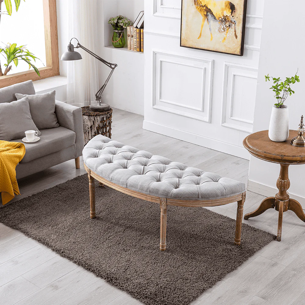 55" Mid Century Tufted Fabric Bench - 2162BH - Image 9