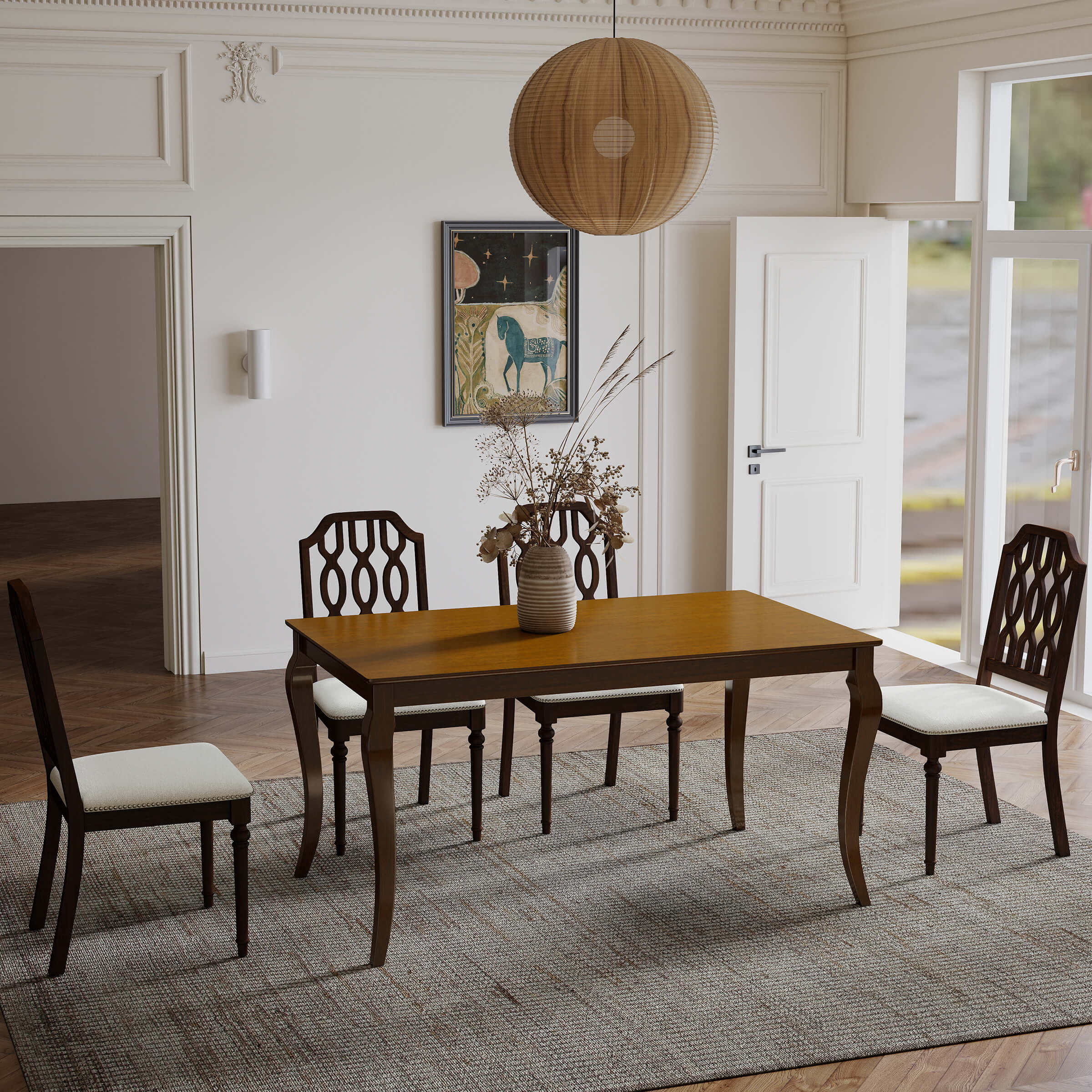 60"L Rustic Farmhouse Solid Wood Dining Table - 15908DT - Image 4