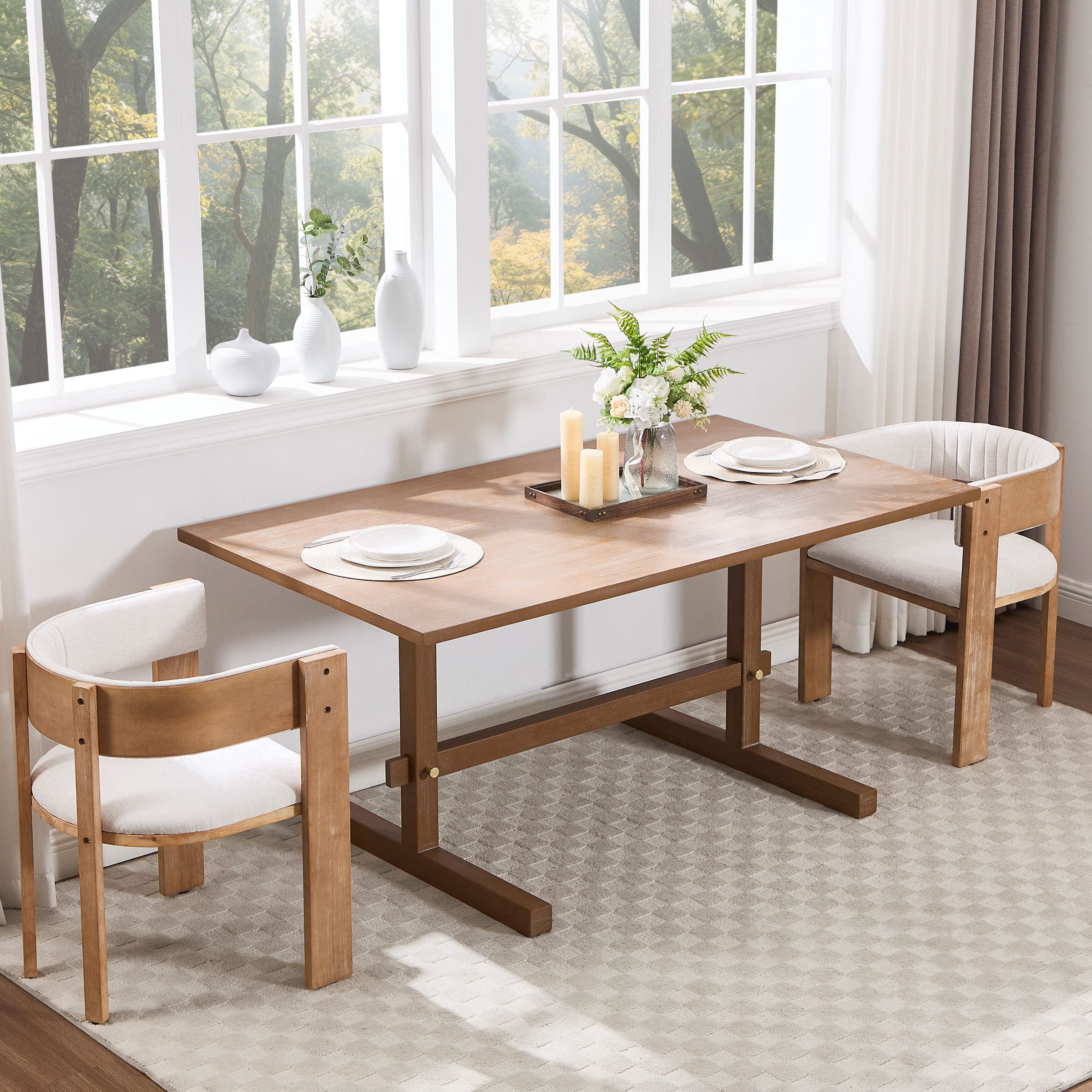 63"W Farmhouse Rectangular Wood Dining Table - 22837DT - Image 3