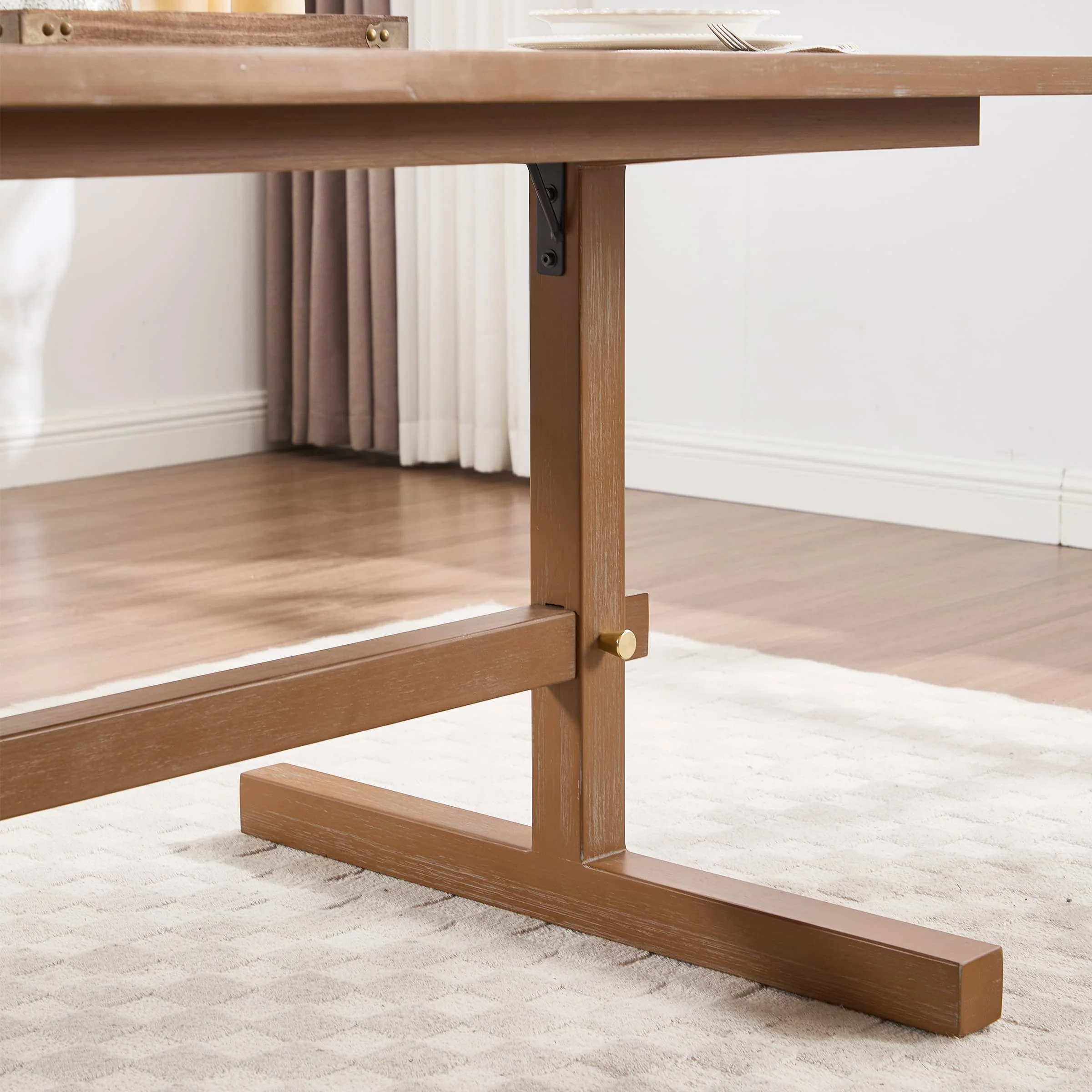 63"W Farmhouse Rectangular Wood Dining Table - 22837DT - Image 6