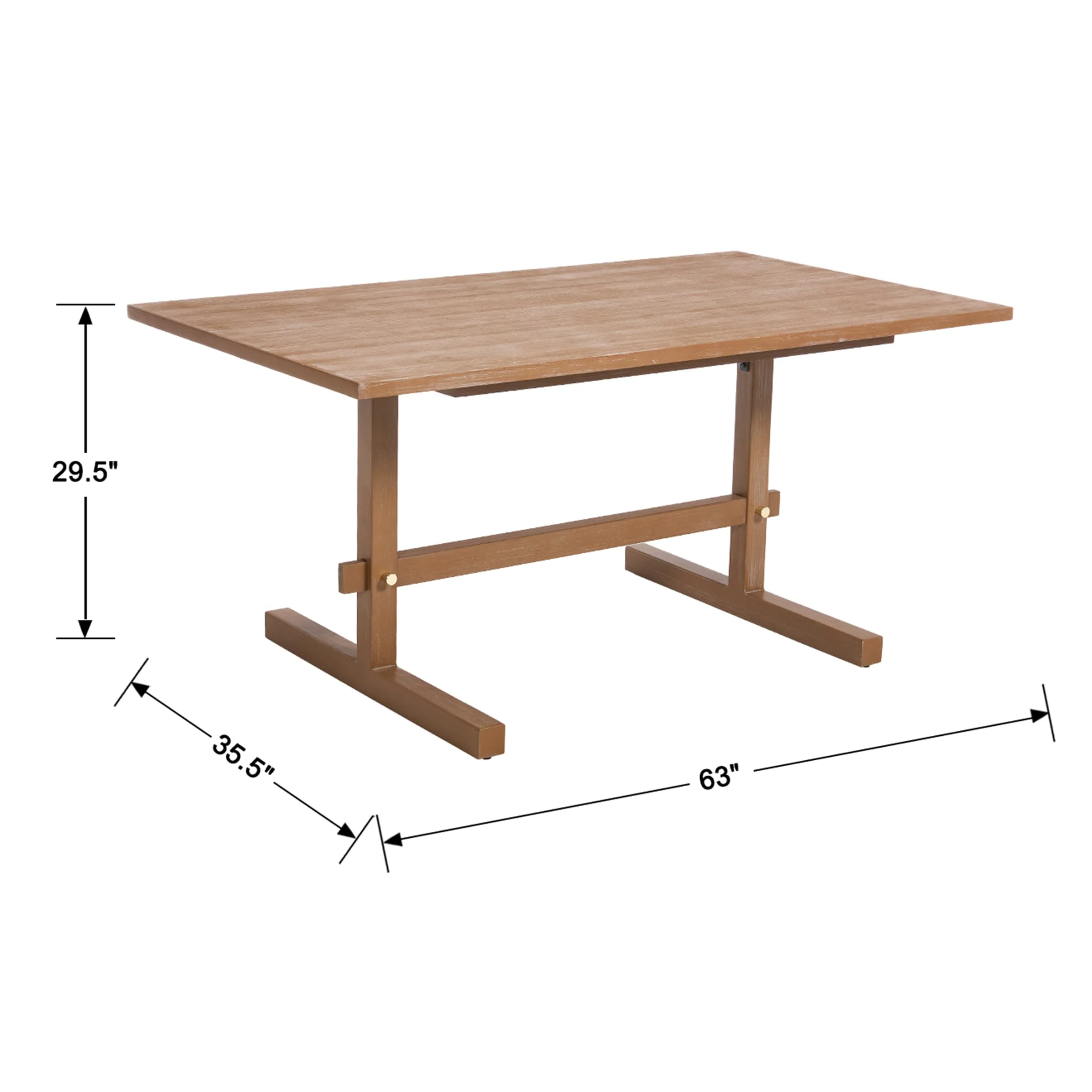63"W Farmhouse Rectangular Wood Dining Table - 22837DT - Image 9