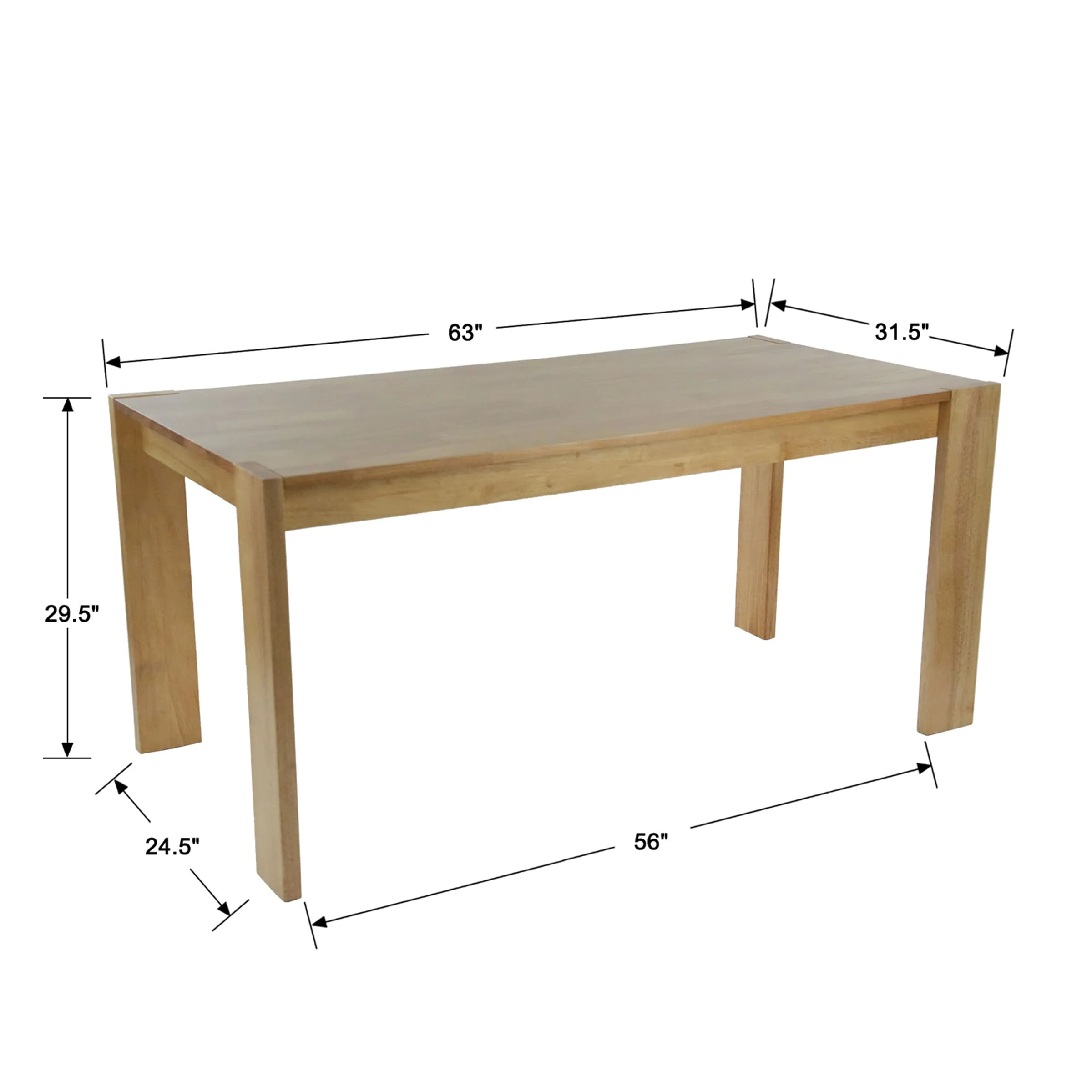 63" Large Kitchen Long Dining Table with Wood Legs - 0001DT - Image 6