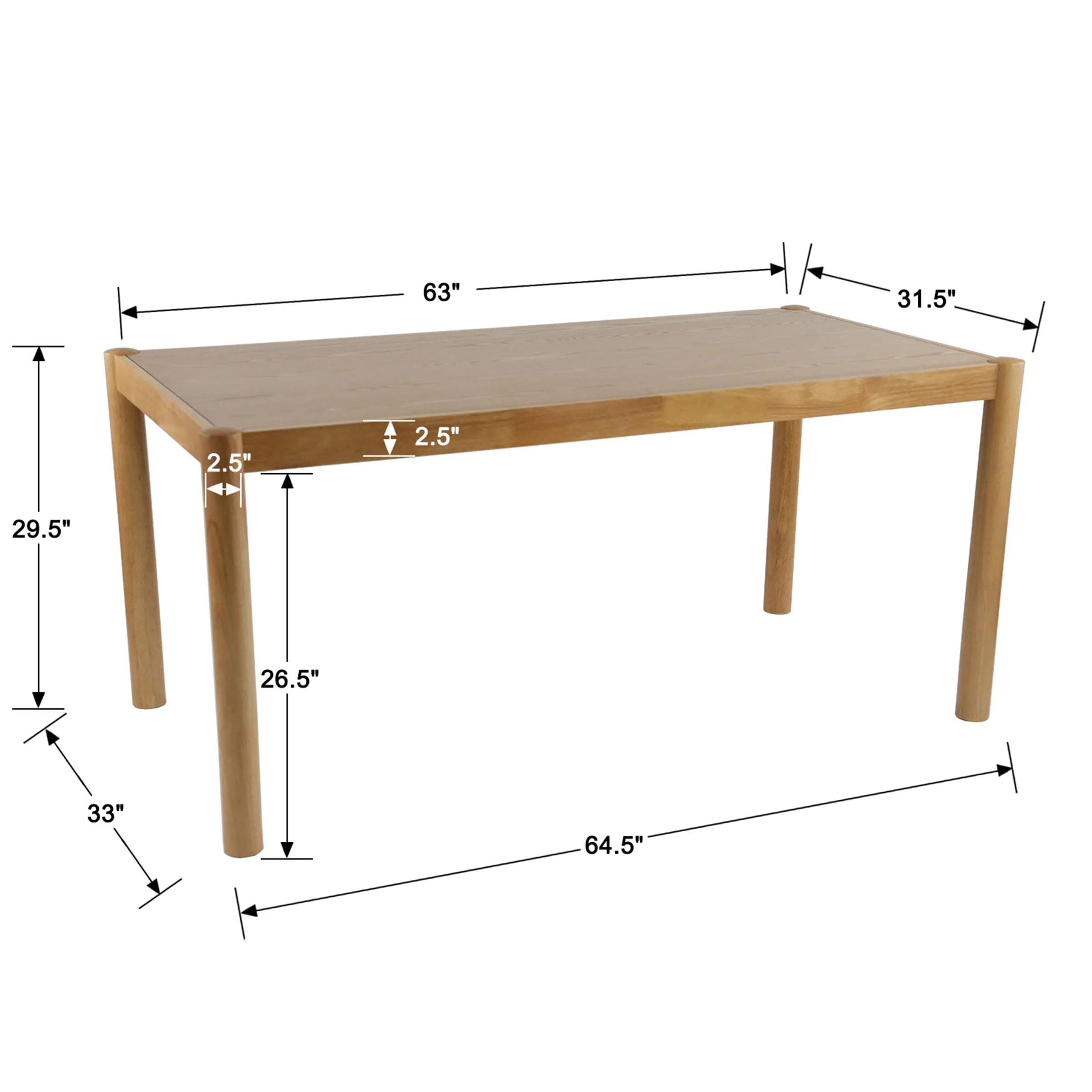 64.5"W Modern Rectangular Dining Table - 20440DT - Image 9