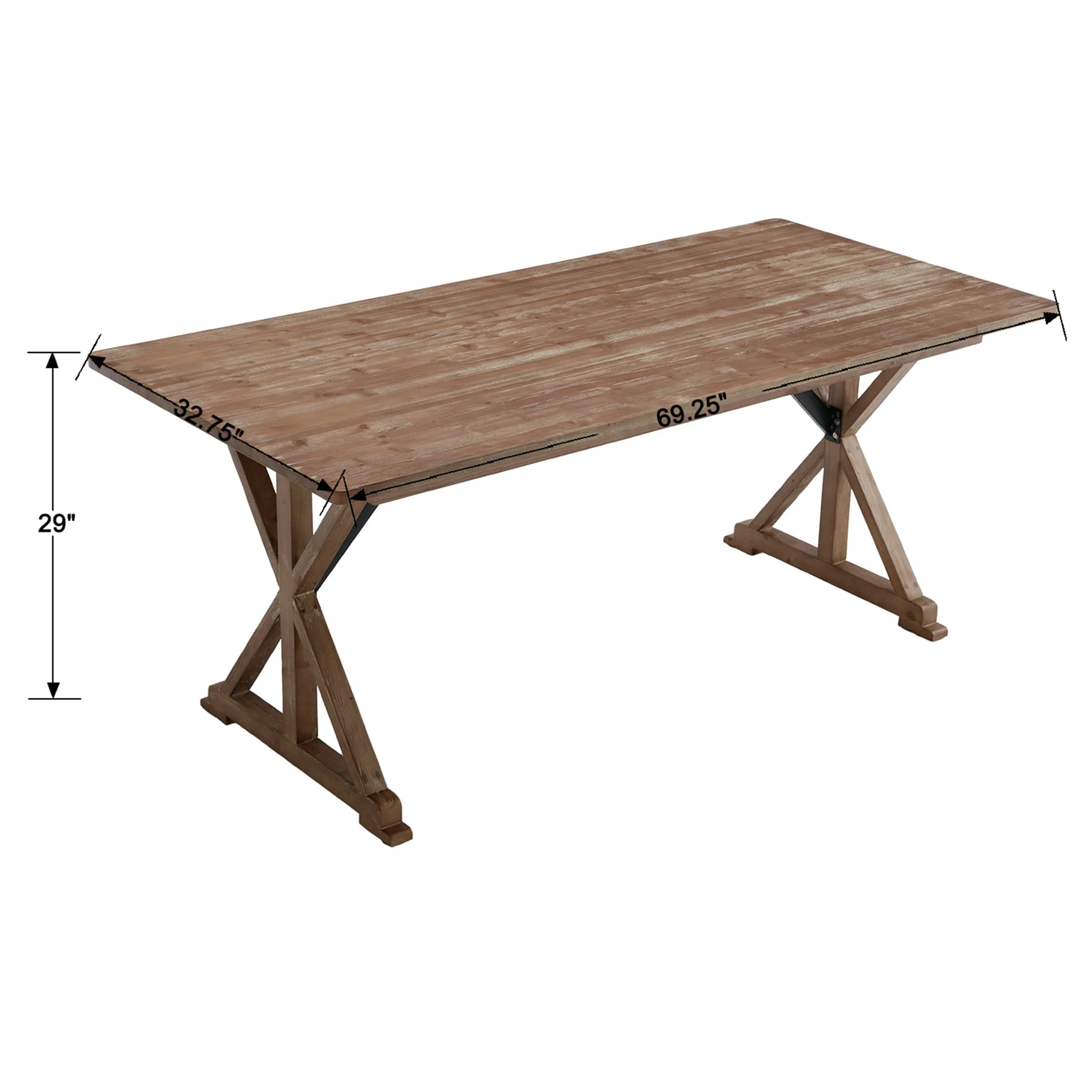 69" Rustic Farmhouse Wood Dining Table - 1009DT - Image 8