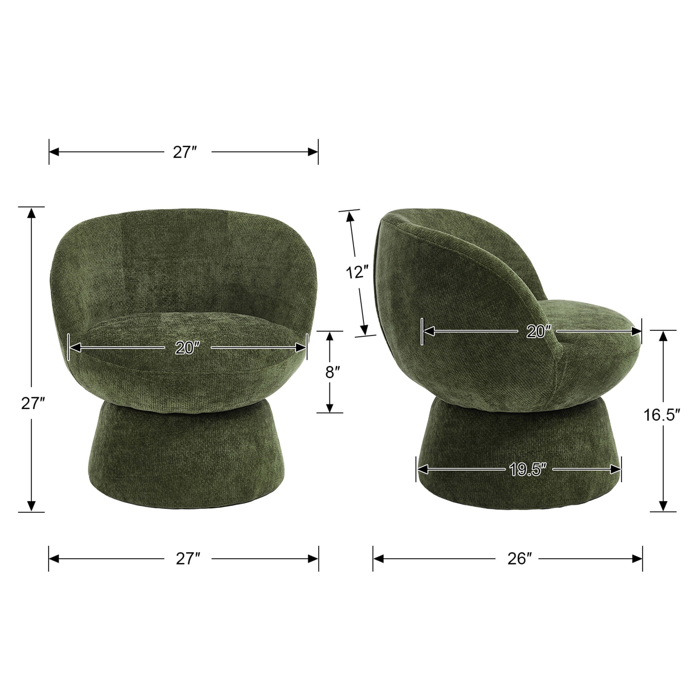 Swivel Barrel Accent Chairs - 1028AC - Image 12