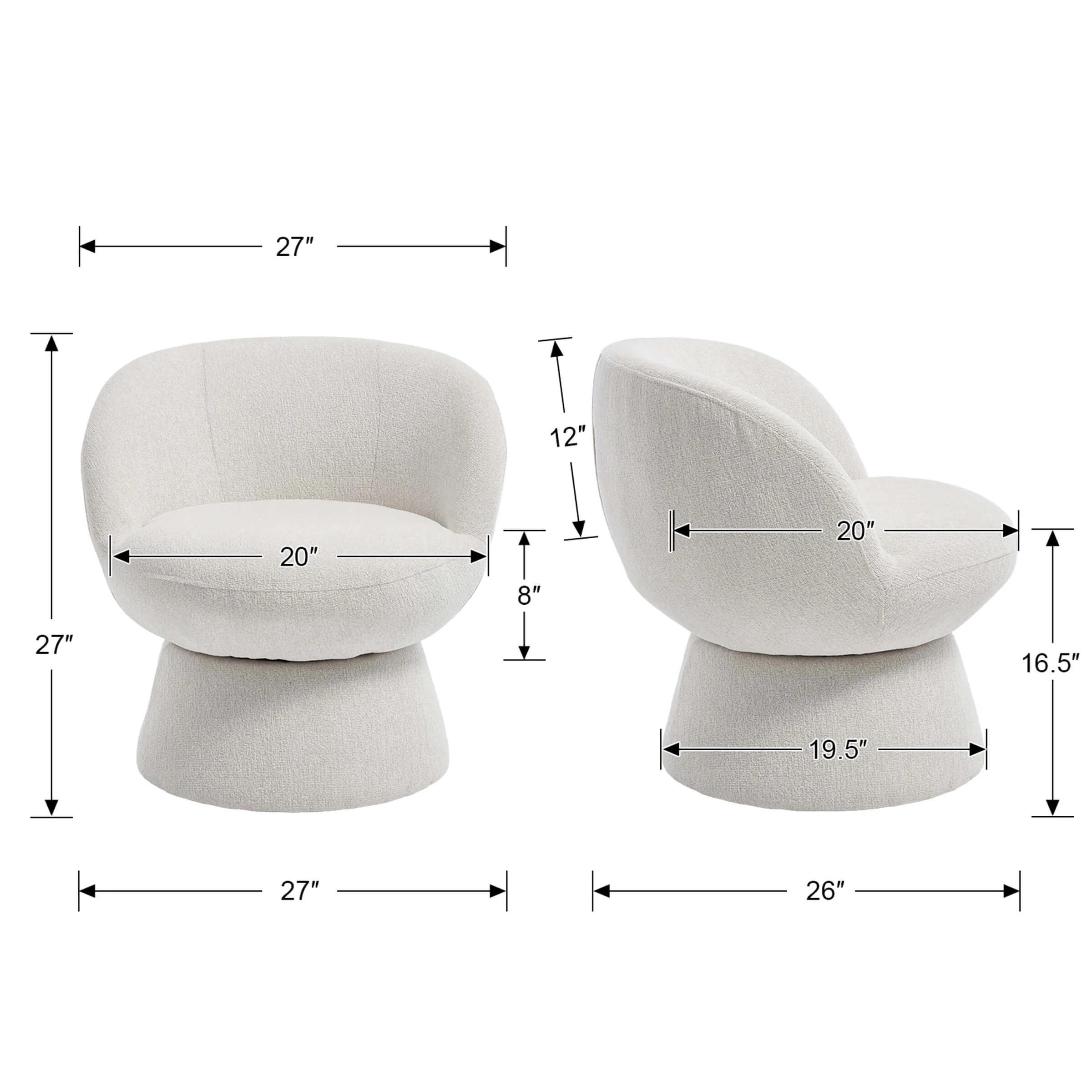 Swivel Barrel Accent Chairs - 1028AC - Image 8