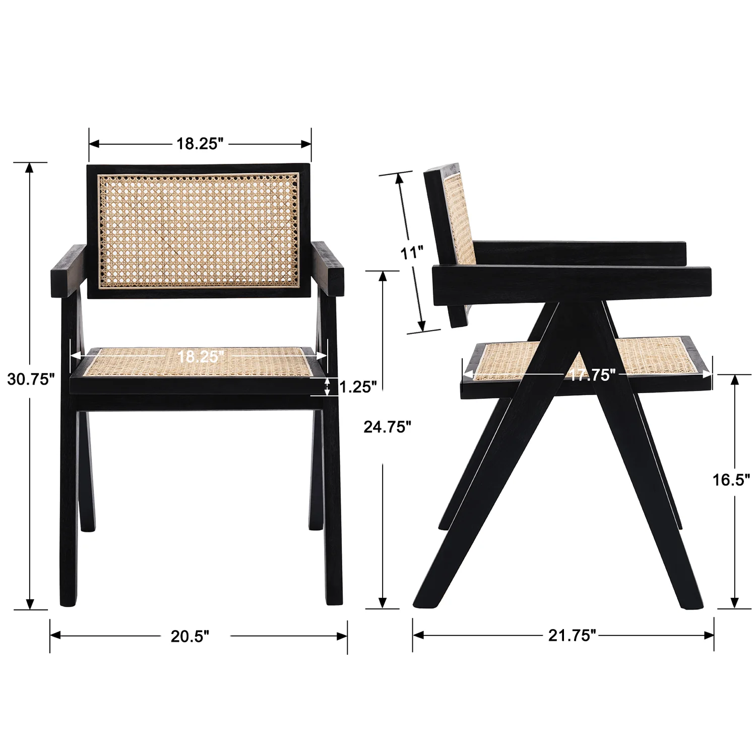 Cane Back Dining Chairs Set of 2 - 1844DC - Image 11