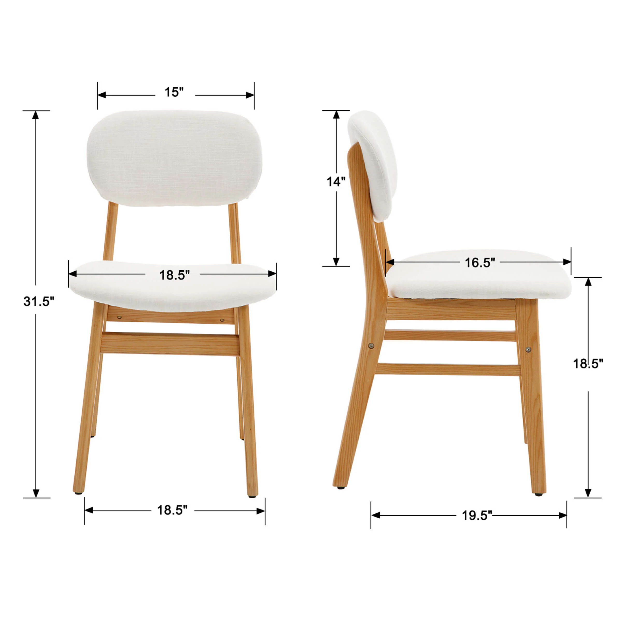Nordic Style Dining Chairs Set of 2 - 9009DC - Image 9