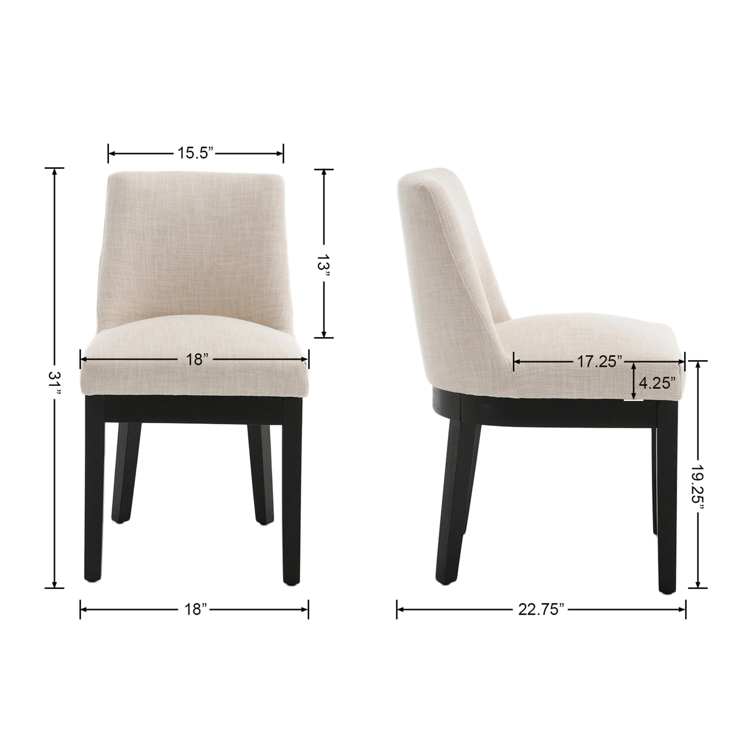 Dining Chairs with Wood Legs Set of 2 - 8925DC - Image 16