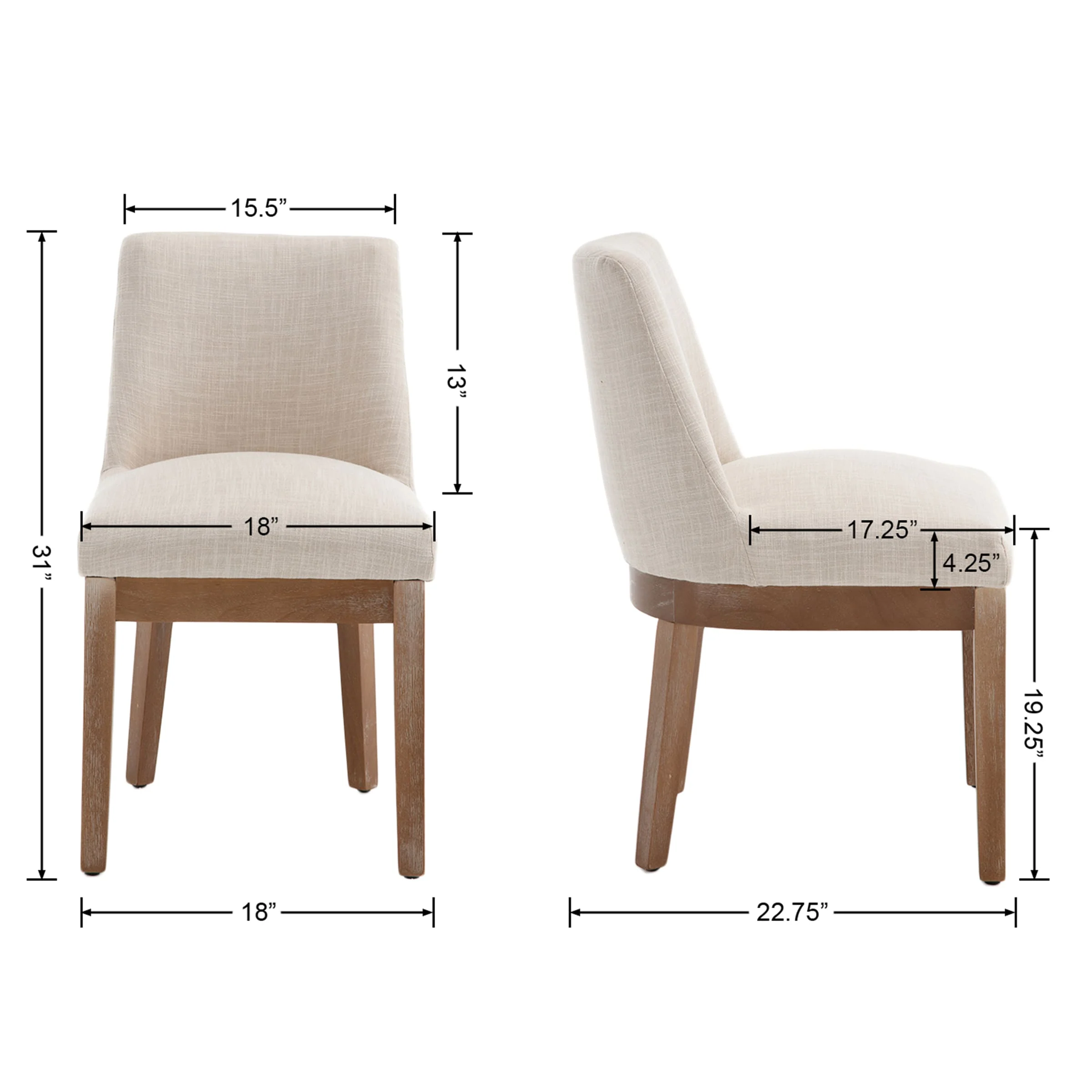 Dining Chairs with Wood Legs Set of 2 - 8925DC - Image 8