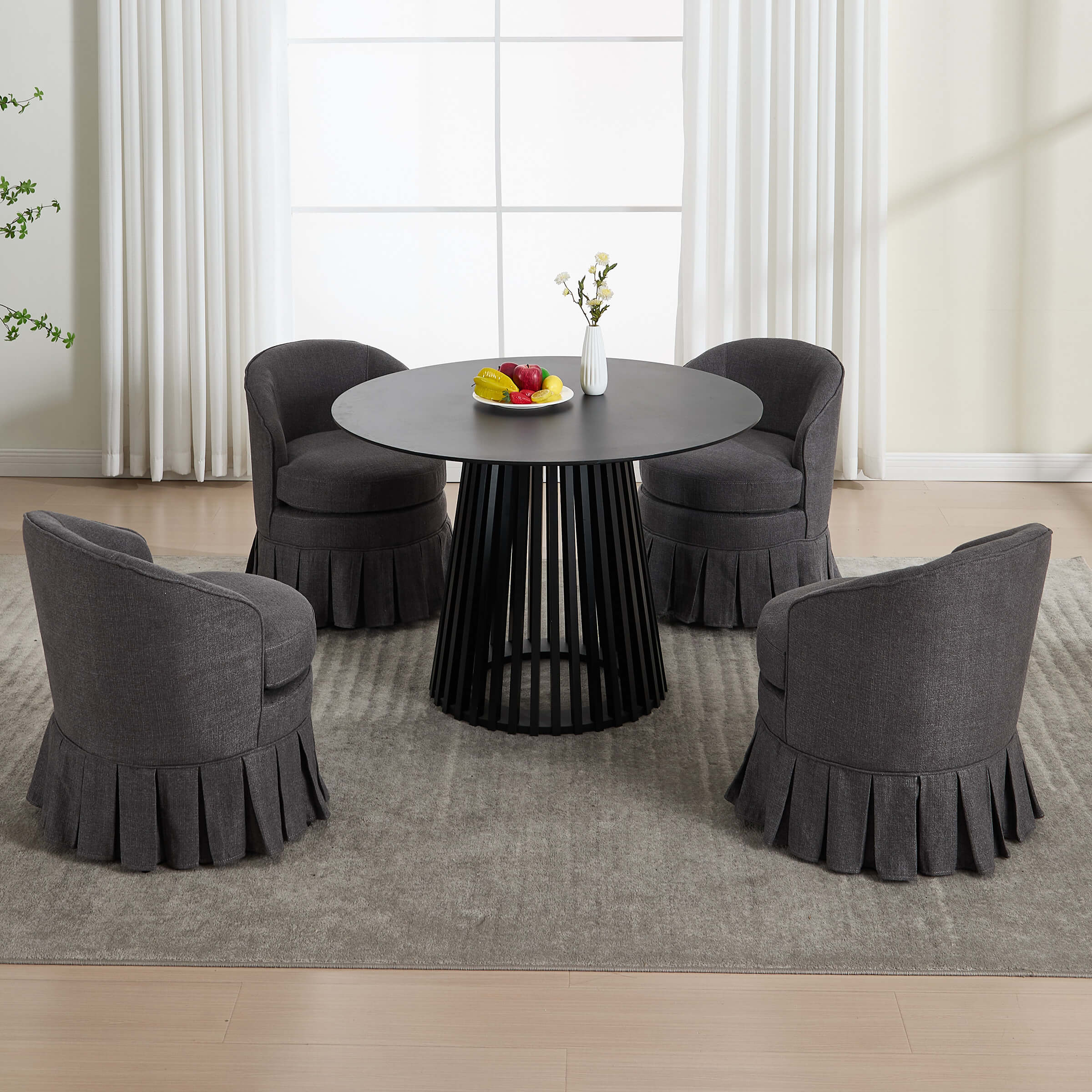 Dining Room Chairs with Pleated Skirt Set of 2 - 353DC - Image 10
