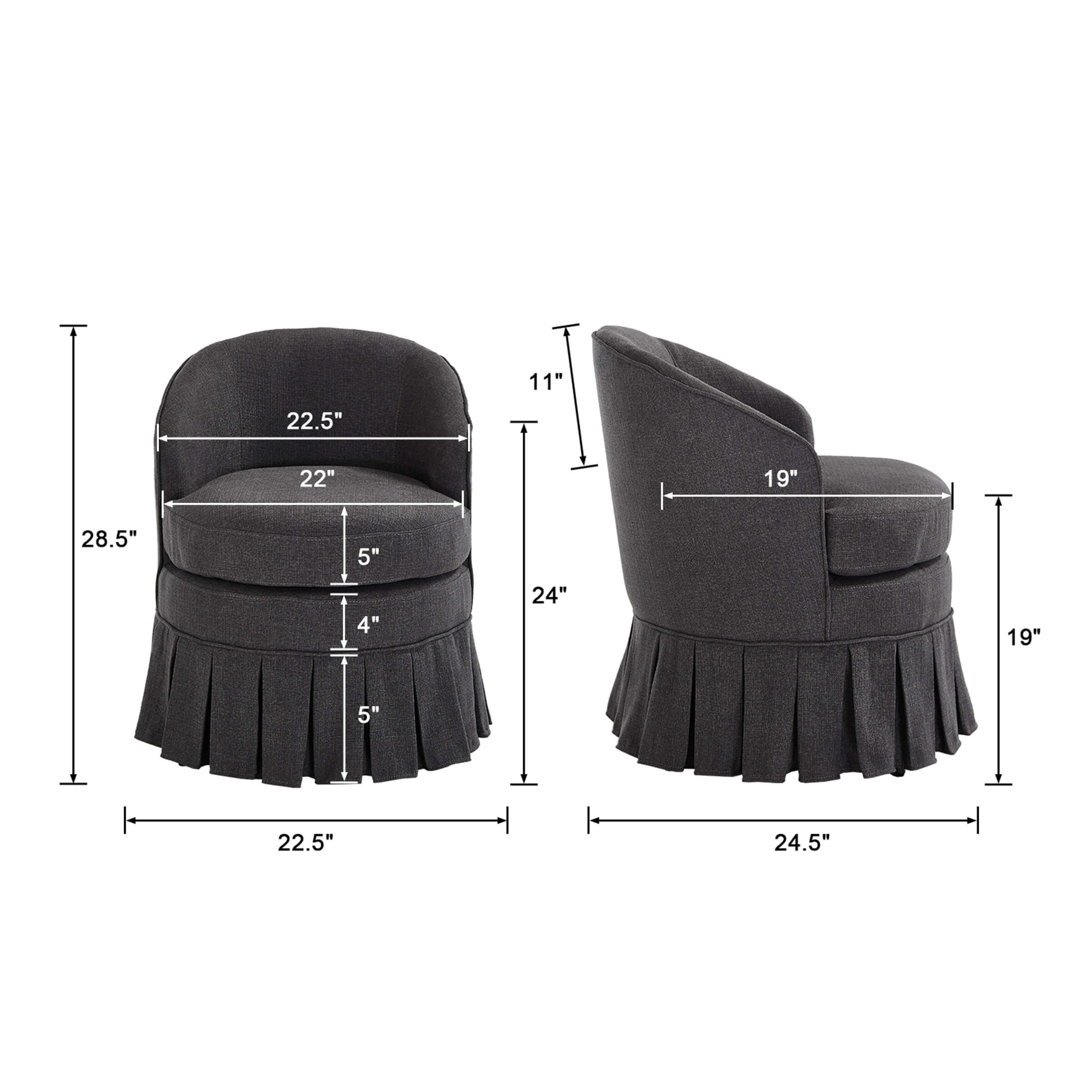 Dining Room Chairs with Pleated Skirt Set of 2 - 353DC - Image 14