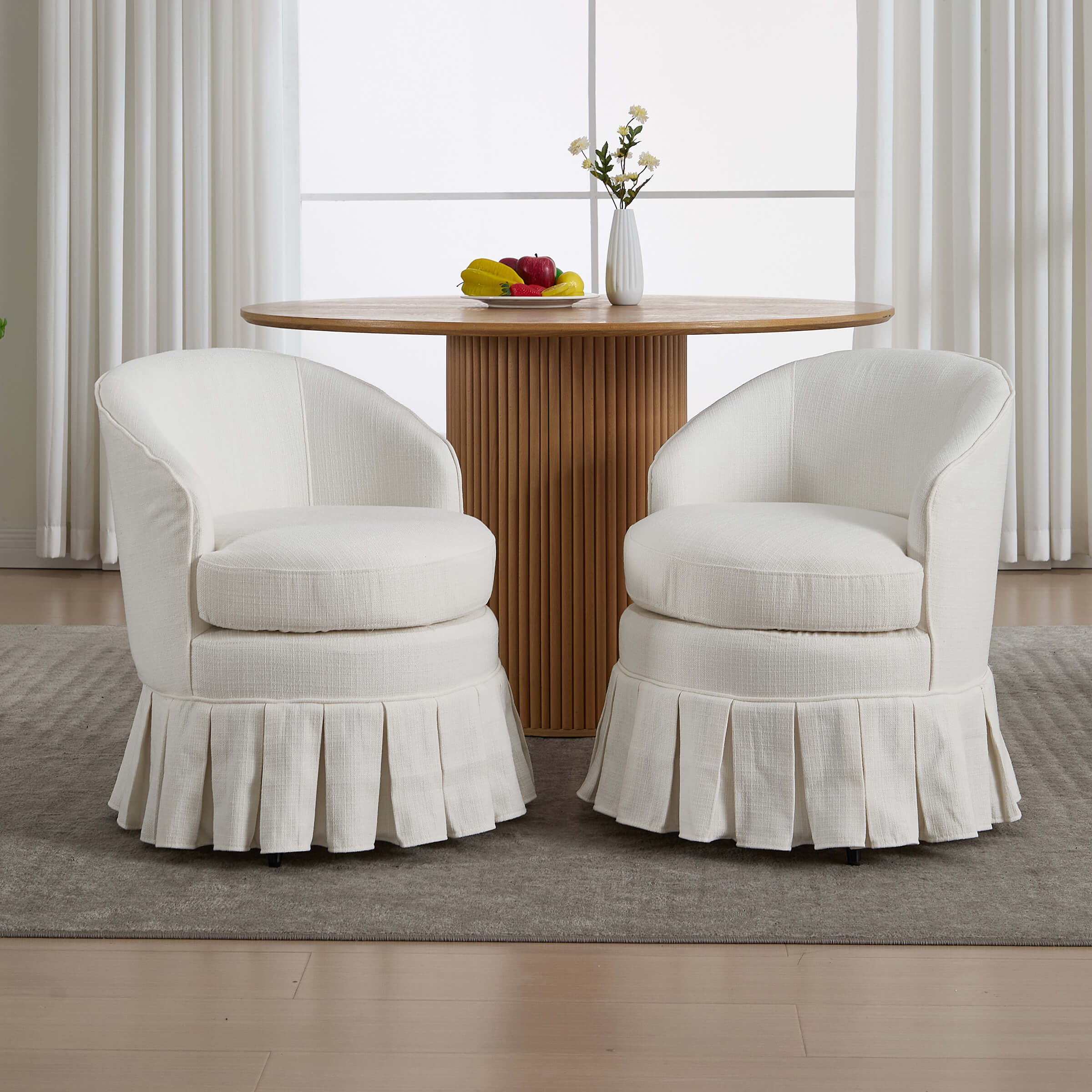 Dining Room Chairs with Pleated Skirt Set of 2 - 353DC - Image 15