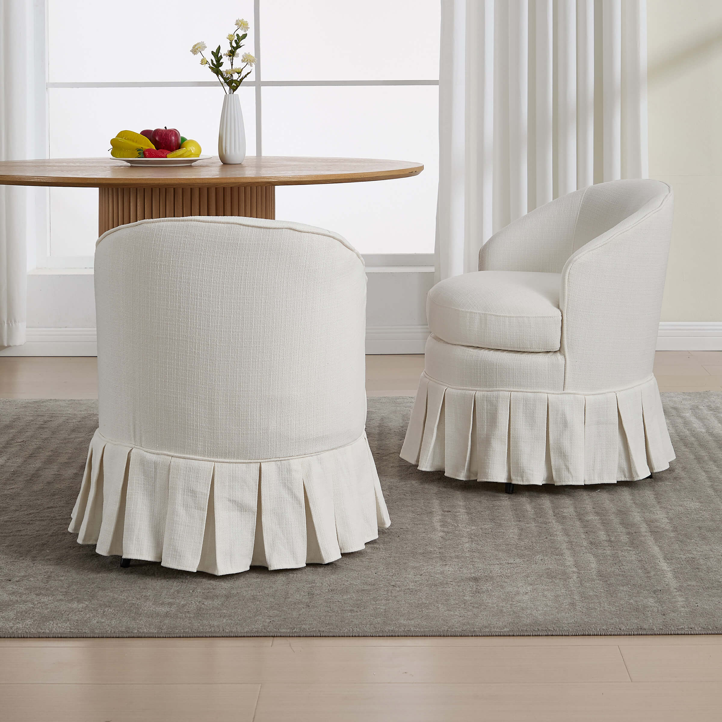 Dining Room Chairs with Pleated Skirt Set of 2 - 353DC - Image 16