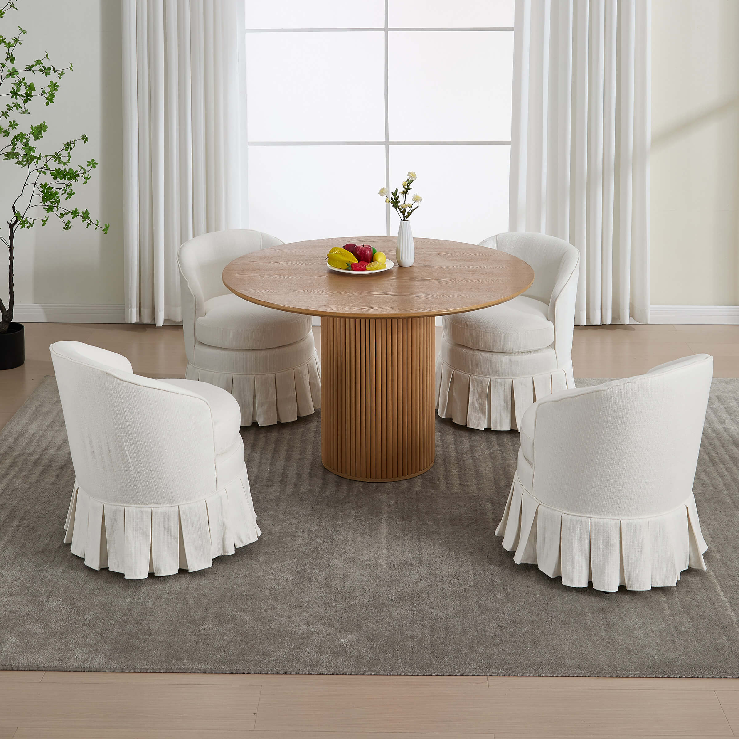 Dining Room Chairs with Pleated Skirt Set of 2 - 353DC - Image 17