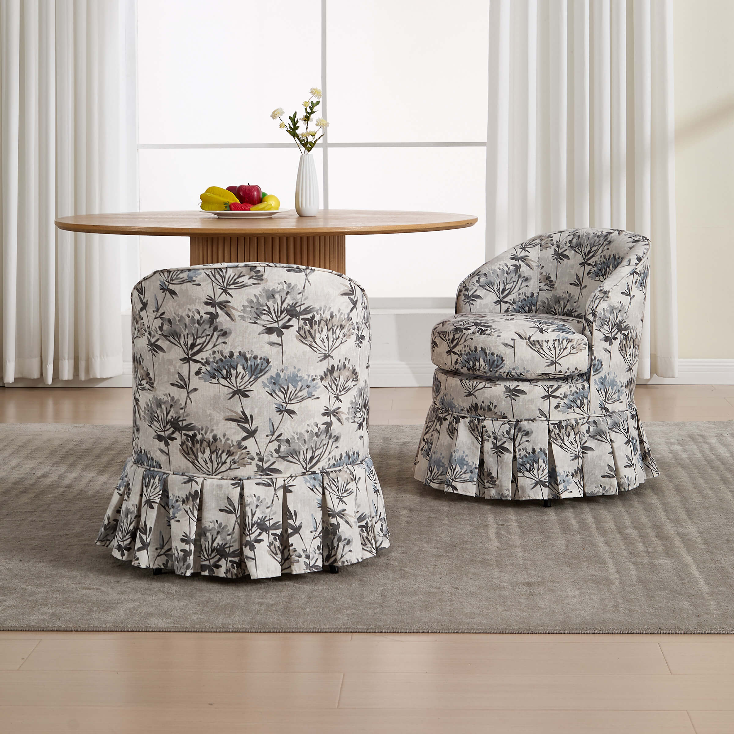 Dining Room Chairs with Pleated Skirt Set of 2 - 353DC - Image 2