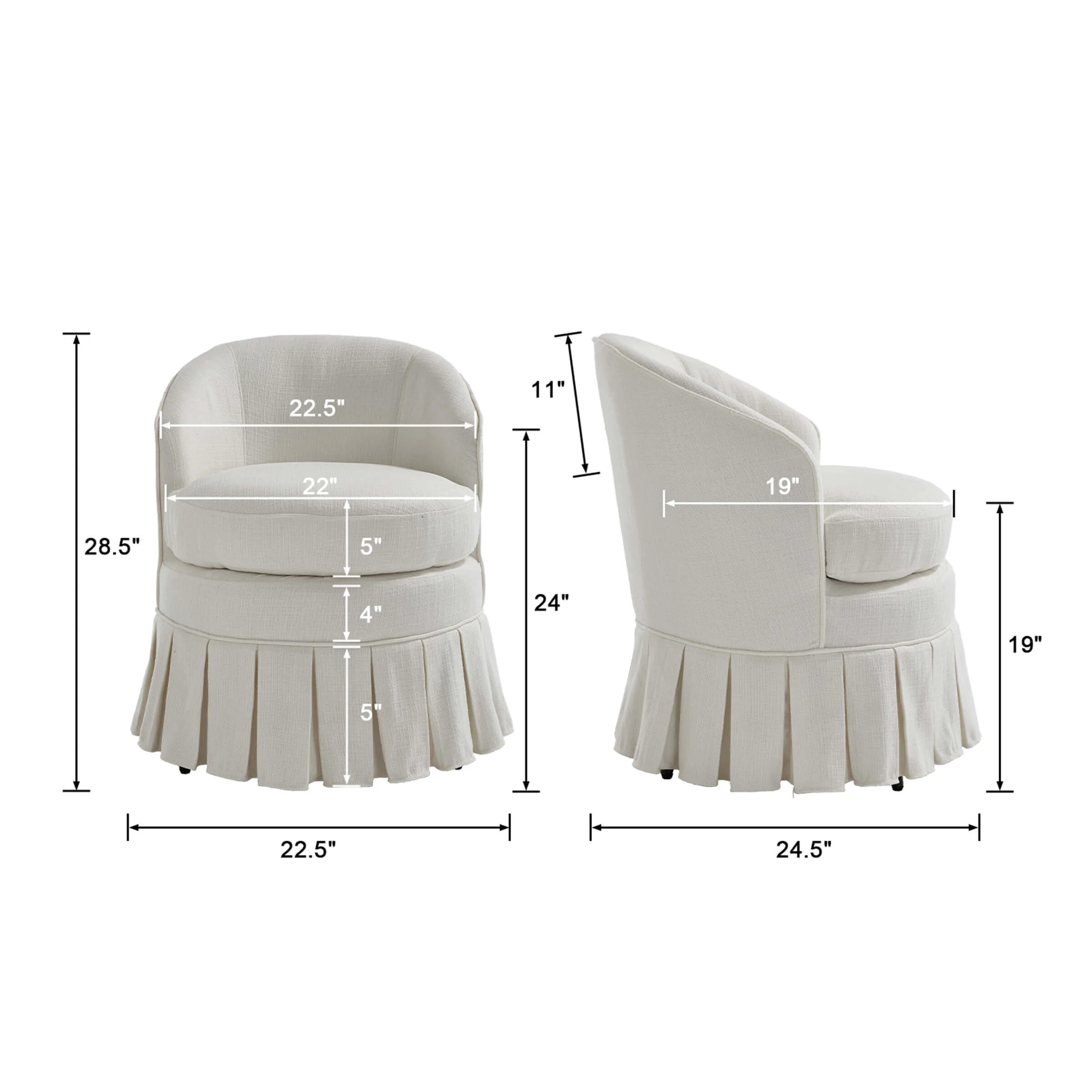 Dining Room Chairs with Pleated Skirt Set of 2 - 353DC - Image 21