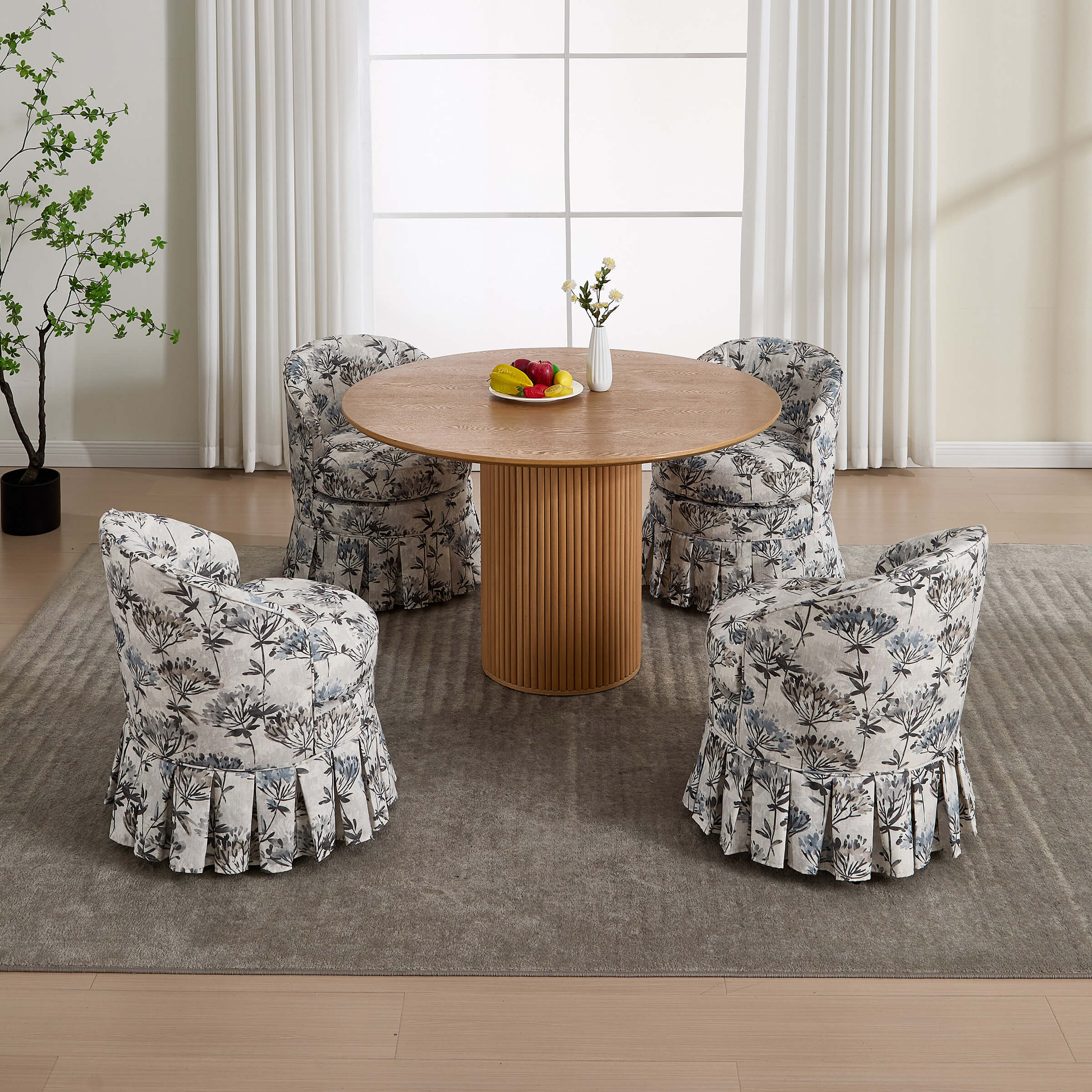 Dining Room Chairs with Pleated Skirt Set of 2 - 353DC - Image 3