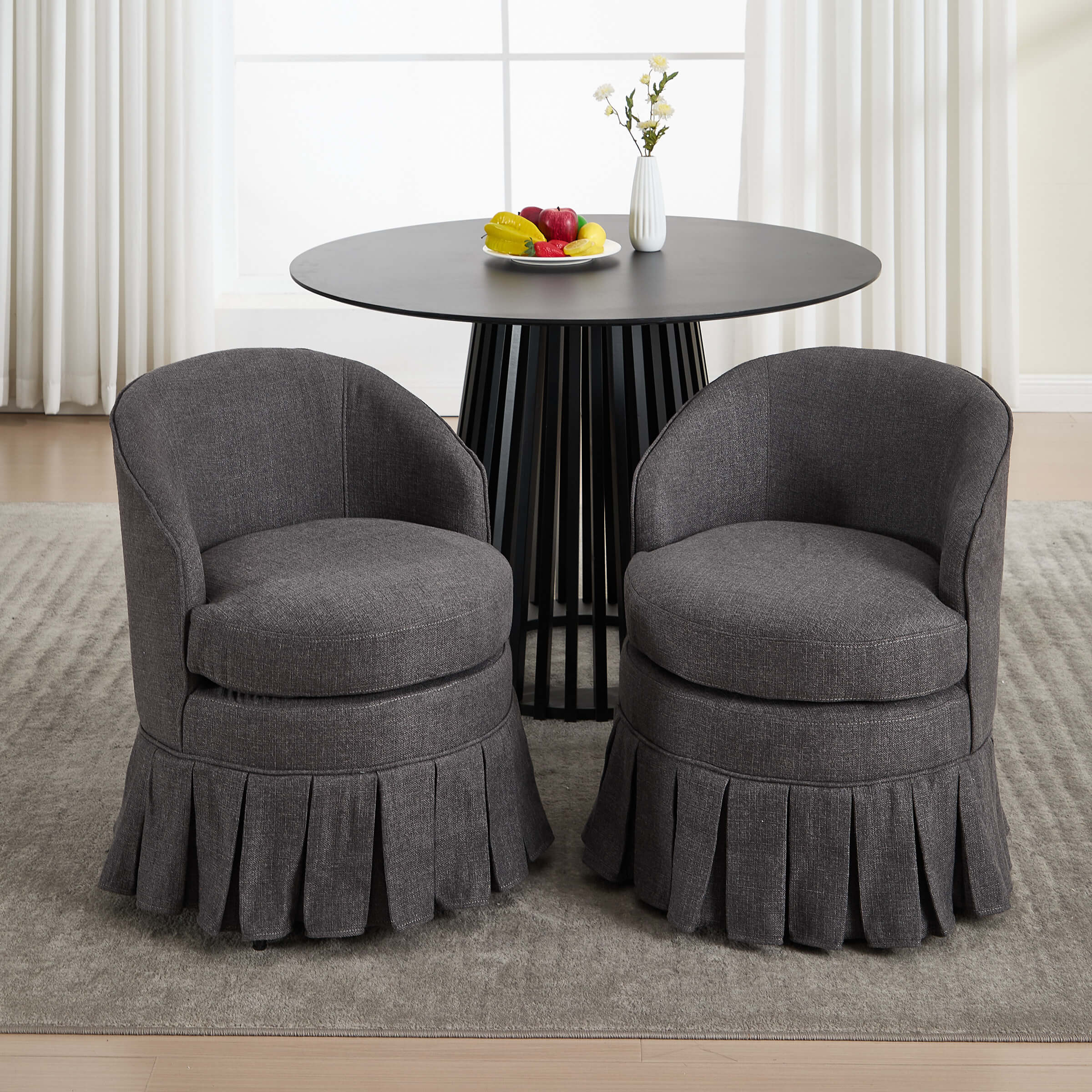 Dining Room Chairs with Pleated Skirt Set of 2 - 353DC - Image 8
