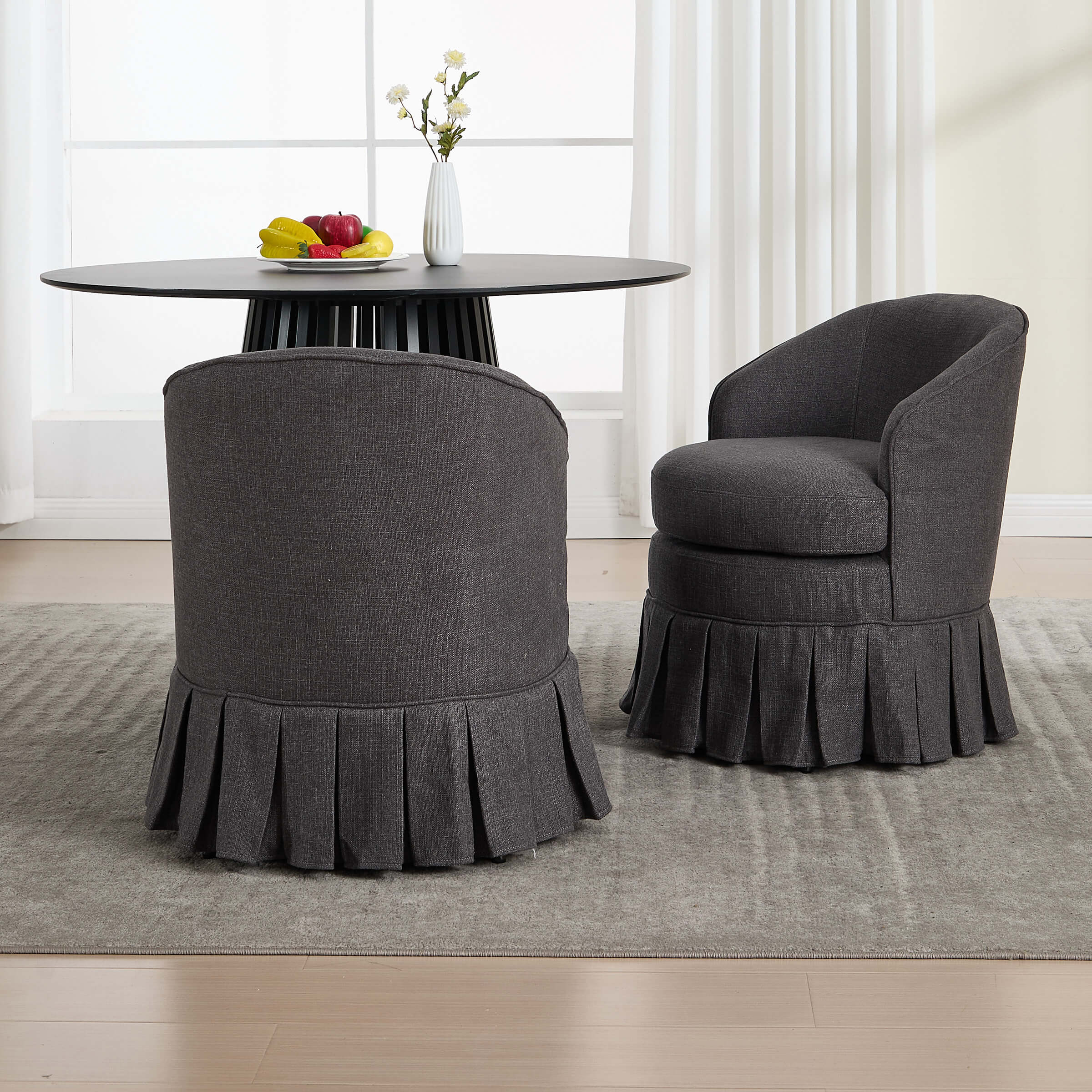 Dining Room Chairs with Pleated Skirt Set of 2 - 353DC - Image 9