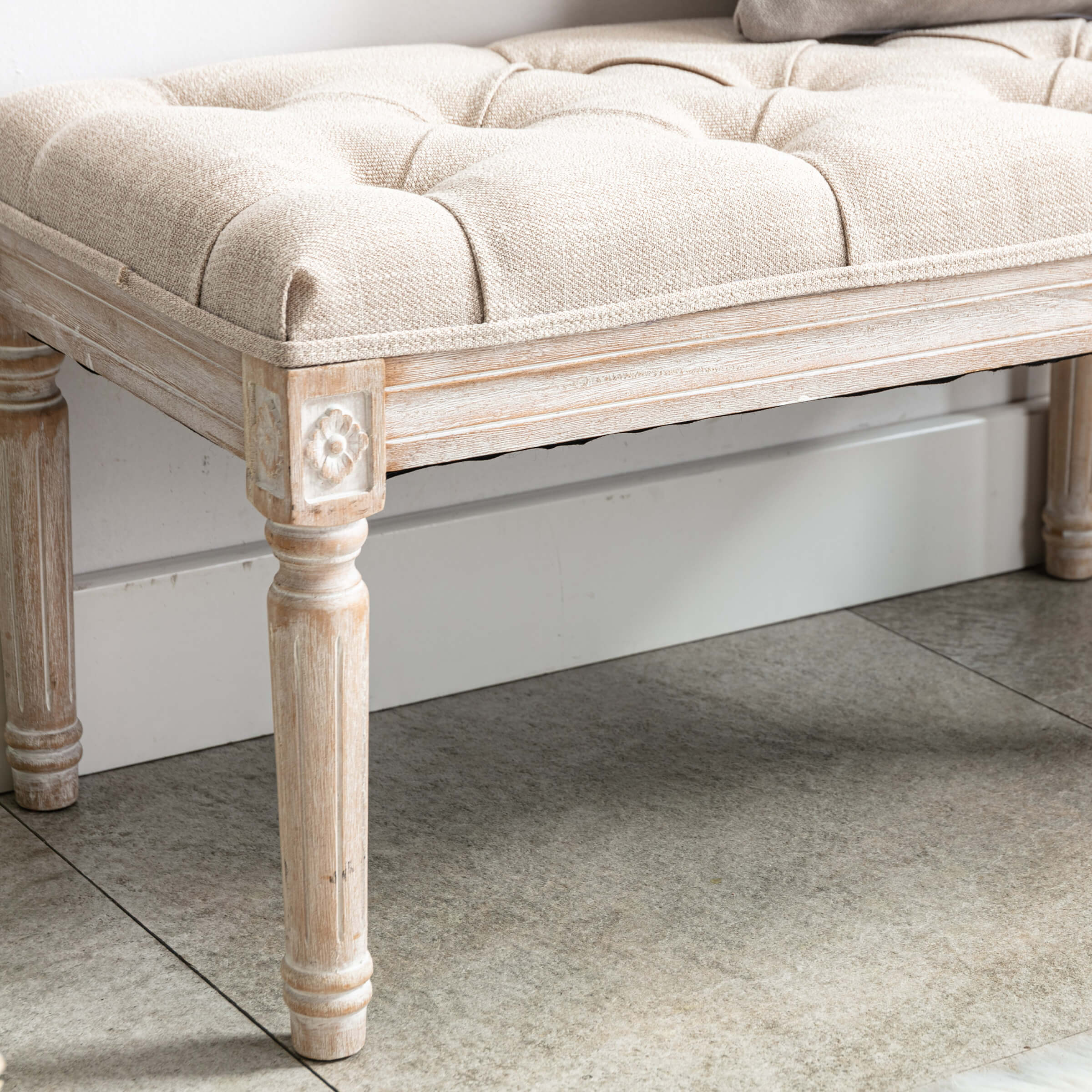 Kmax Fabric Wood Legs Dining Bench - 7537BH - Image 10