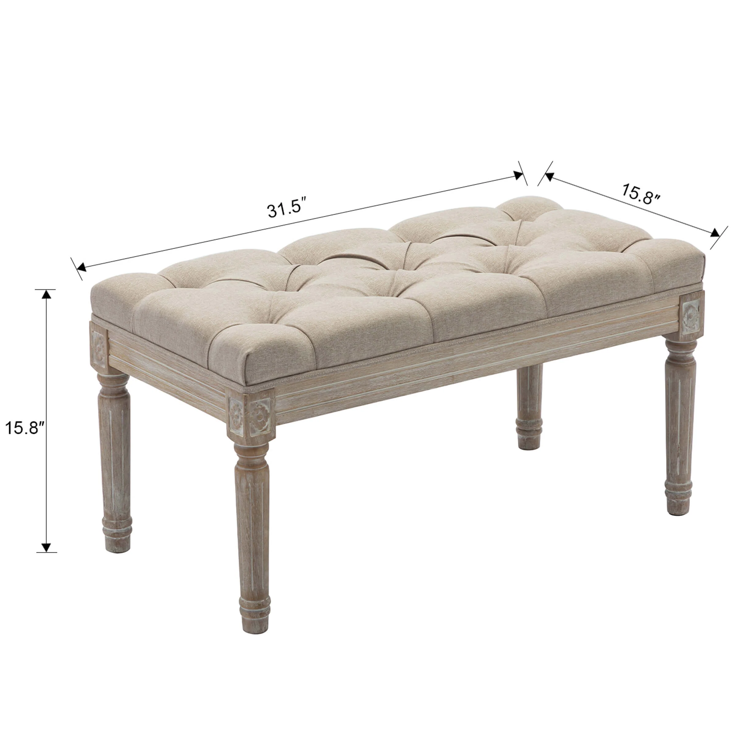 Kmax Fabric Wood Legs Dining Bench - 7537BH - Image 11
