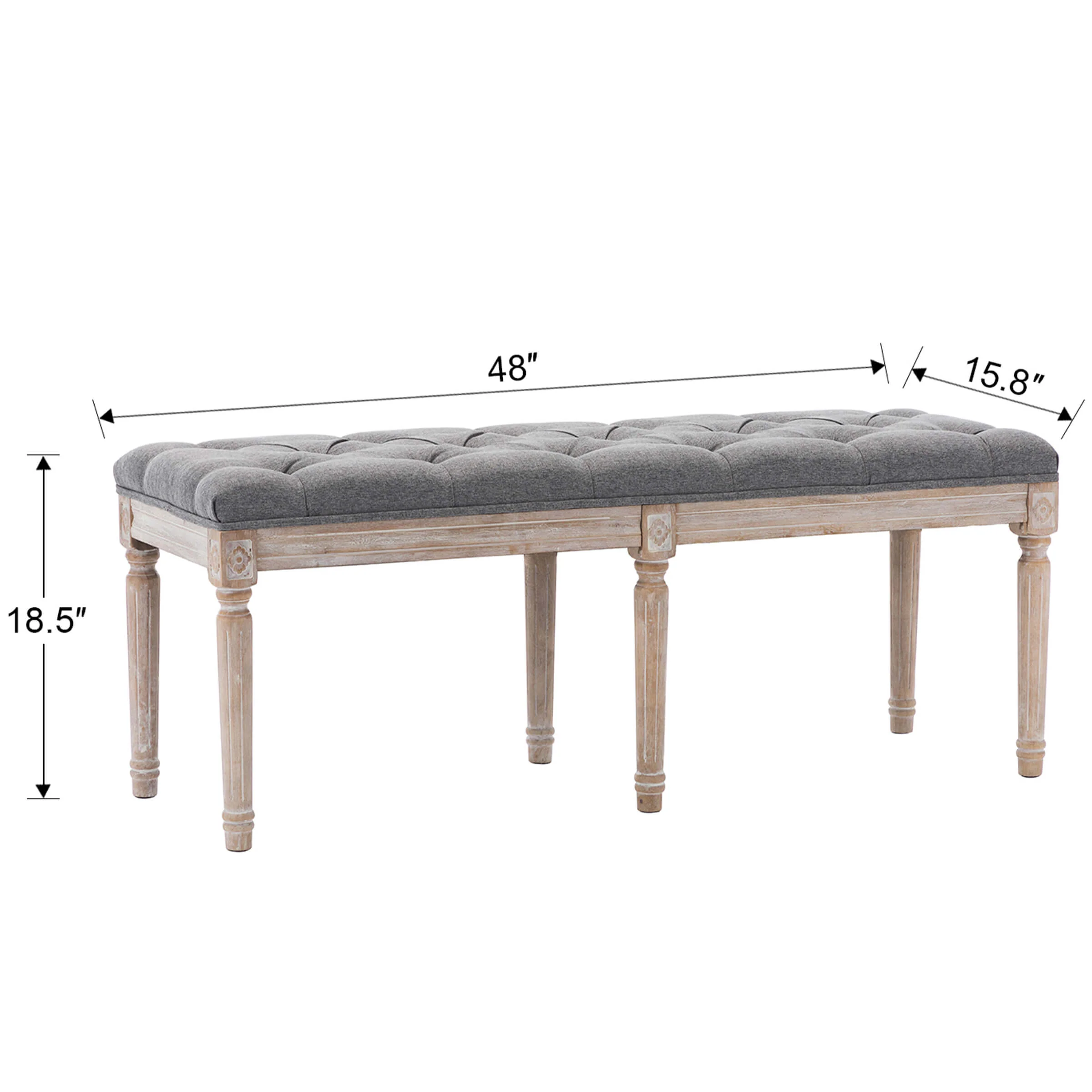 Kmax Fabric Wood Legs Dining Bench - 7537BH - Image 16